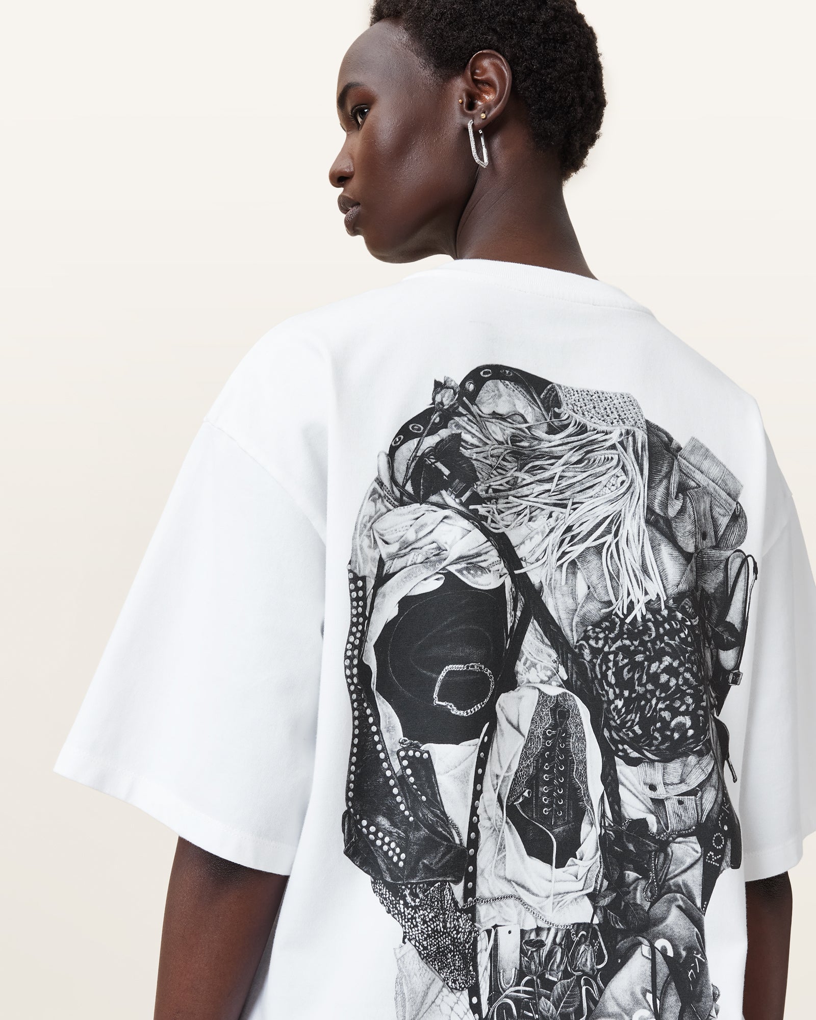 Optic White Color Heaps Amelie Tee from AllSaints