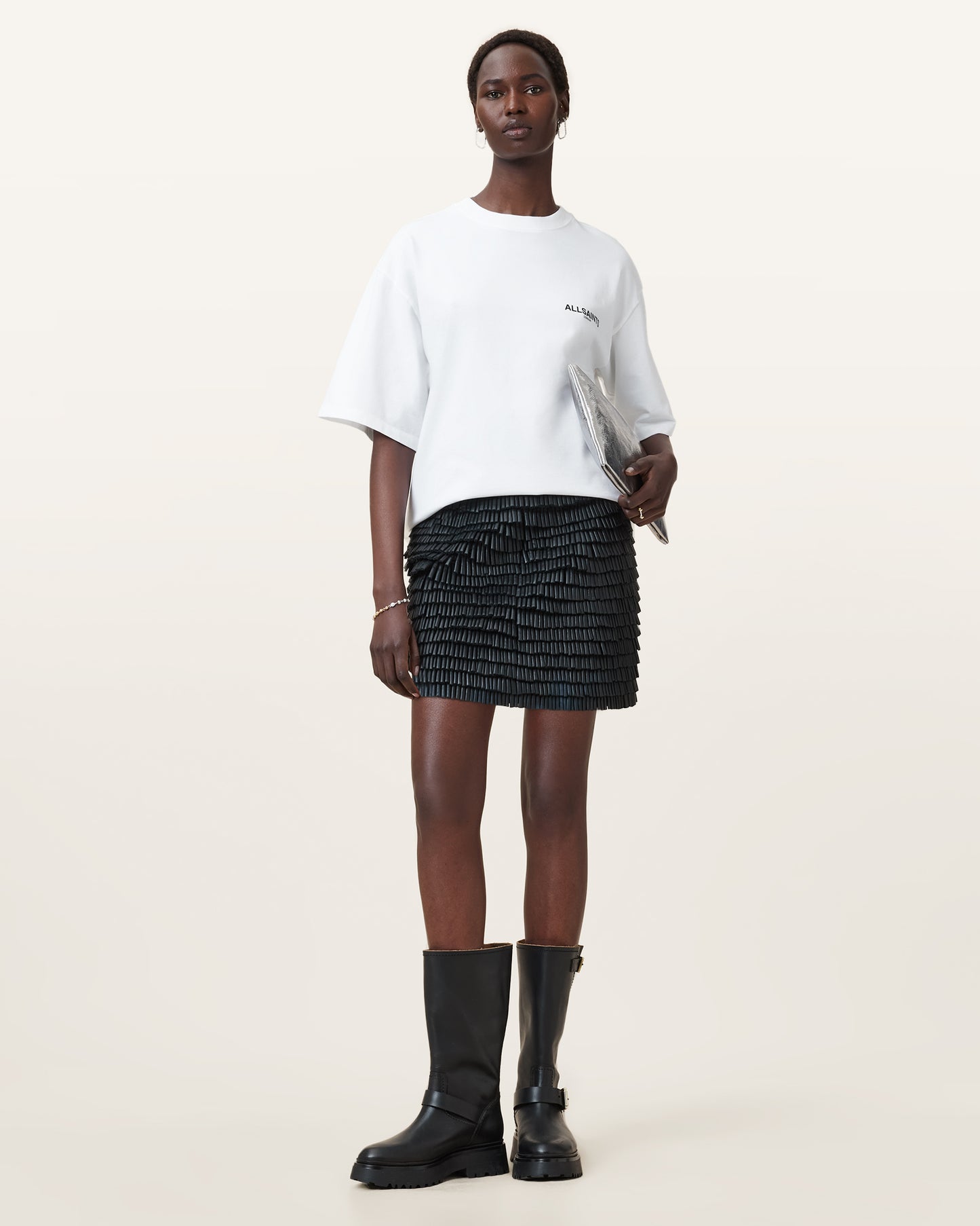 Optic White Color Heaps Amelie Tee from AllSaints