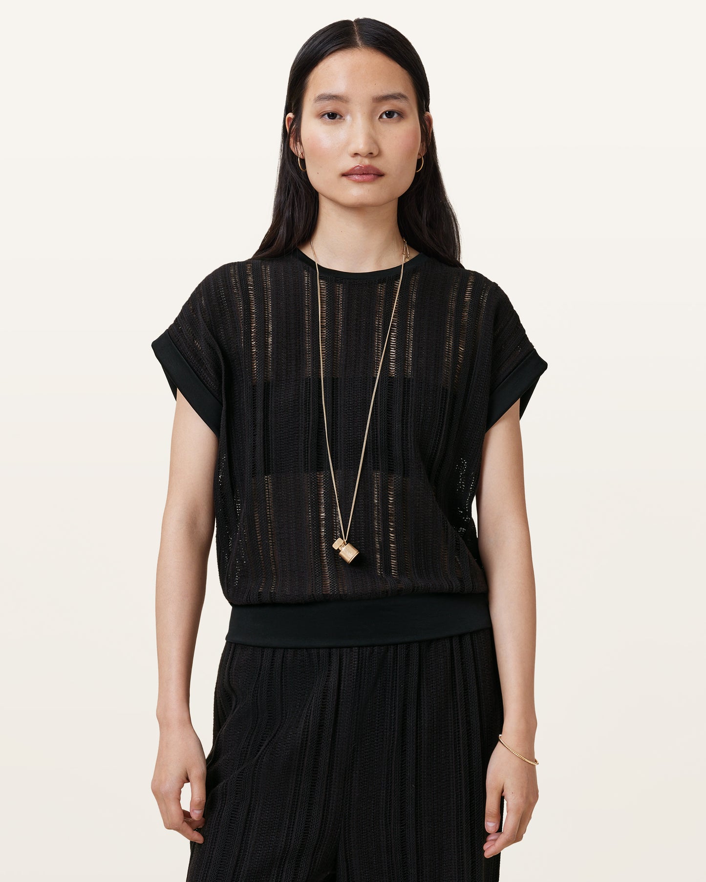 Black Color Giana Crochet Tank from AllSaints