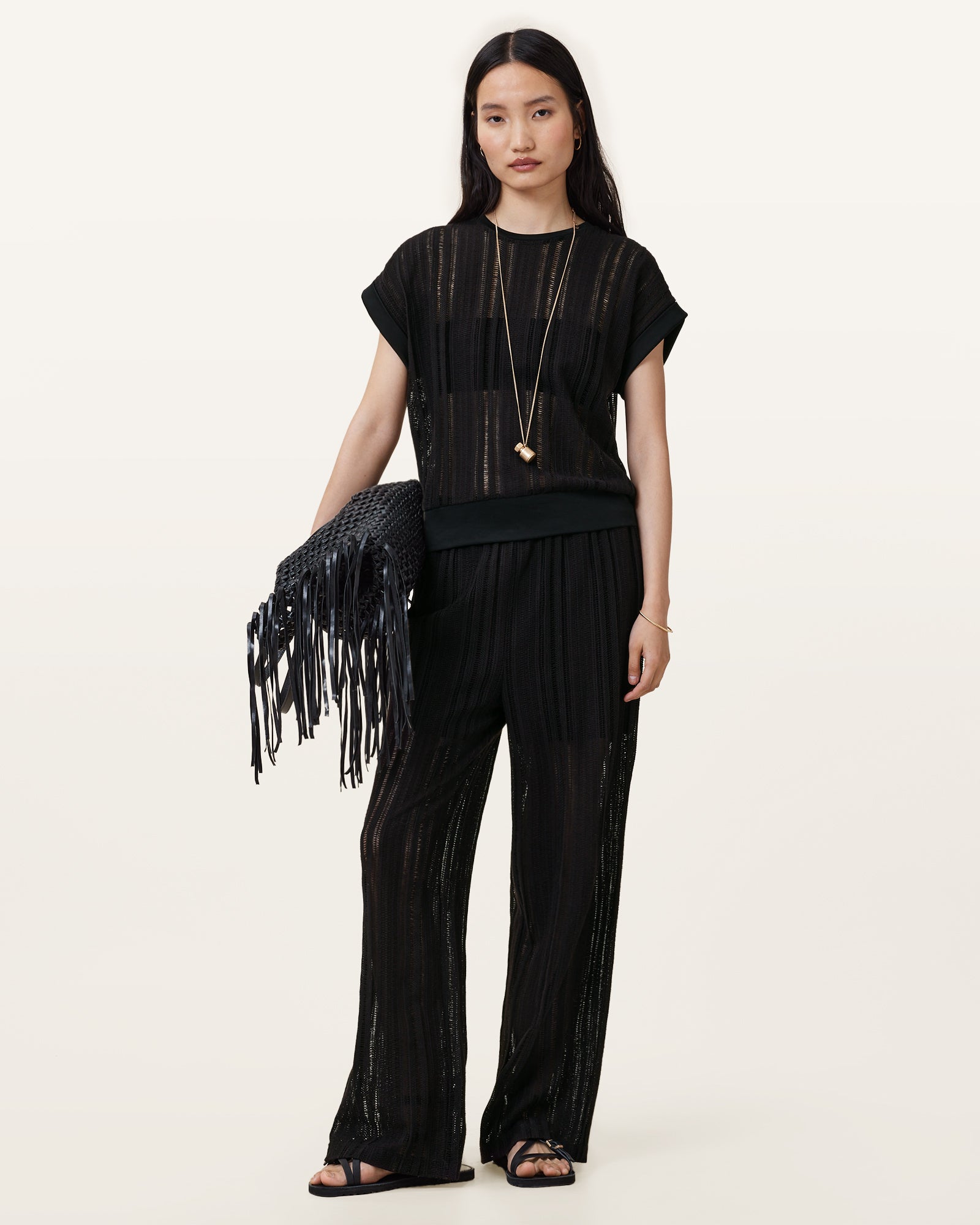 Black Color Giana Crochet Tank from AllSaints