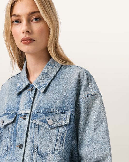 ILLUSION INDIGO Color Anders Terry Shacket Jacket from AllSaints