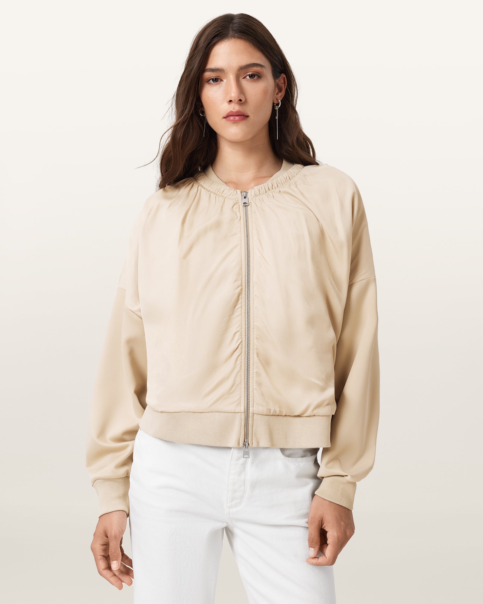TOFU WHITE Color Mirri Bomber Jacket from AllSaints