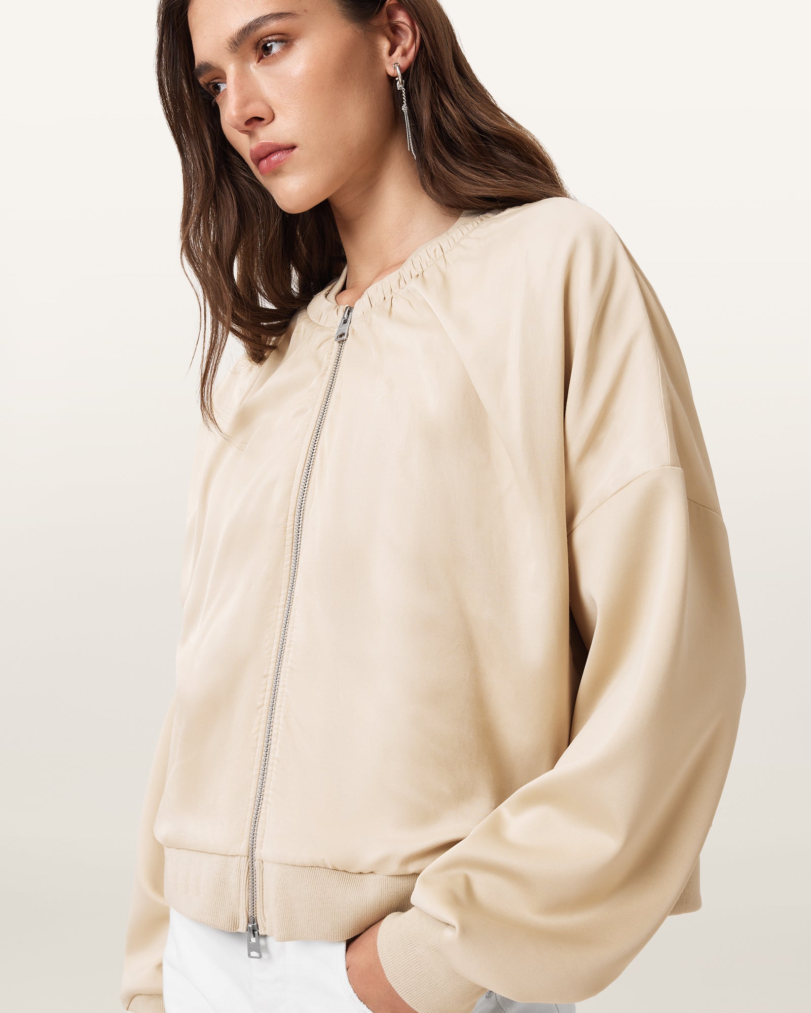 TOFU WHITE Color Mirri Bomber Jacket from AllSaints