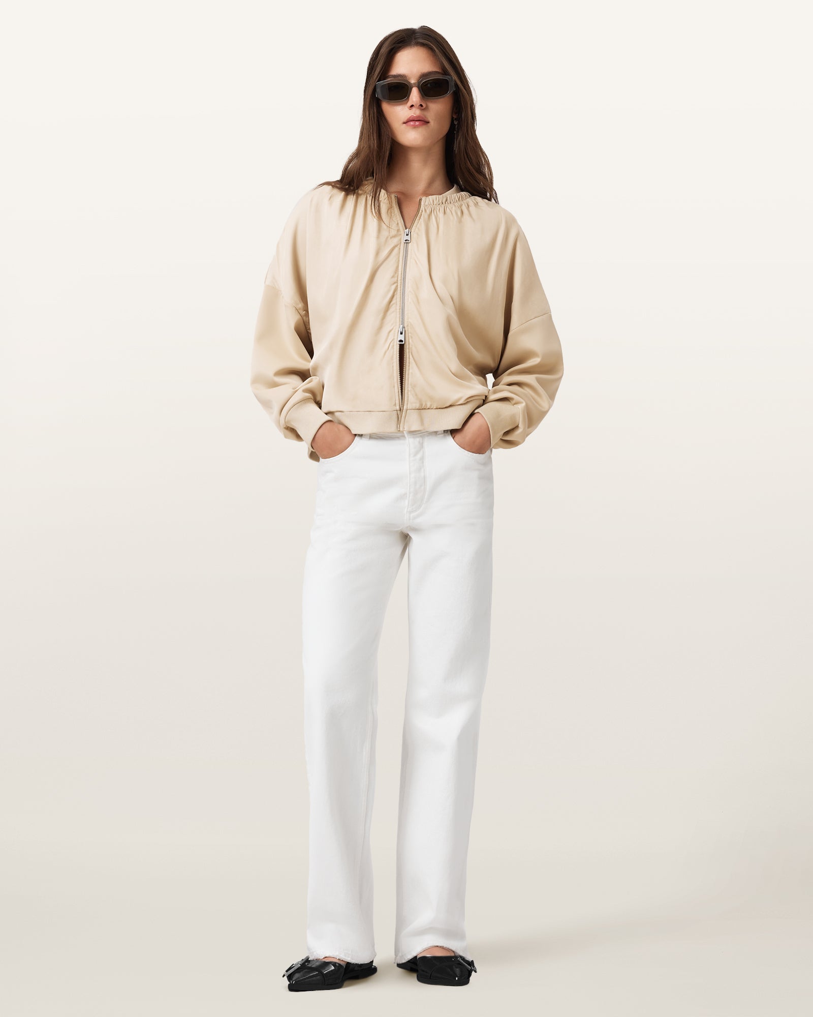 TOFU WHITE Color Mirri Bomber Jacket from AllSaints
