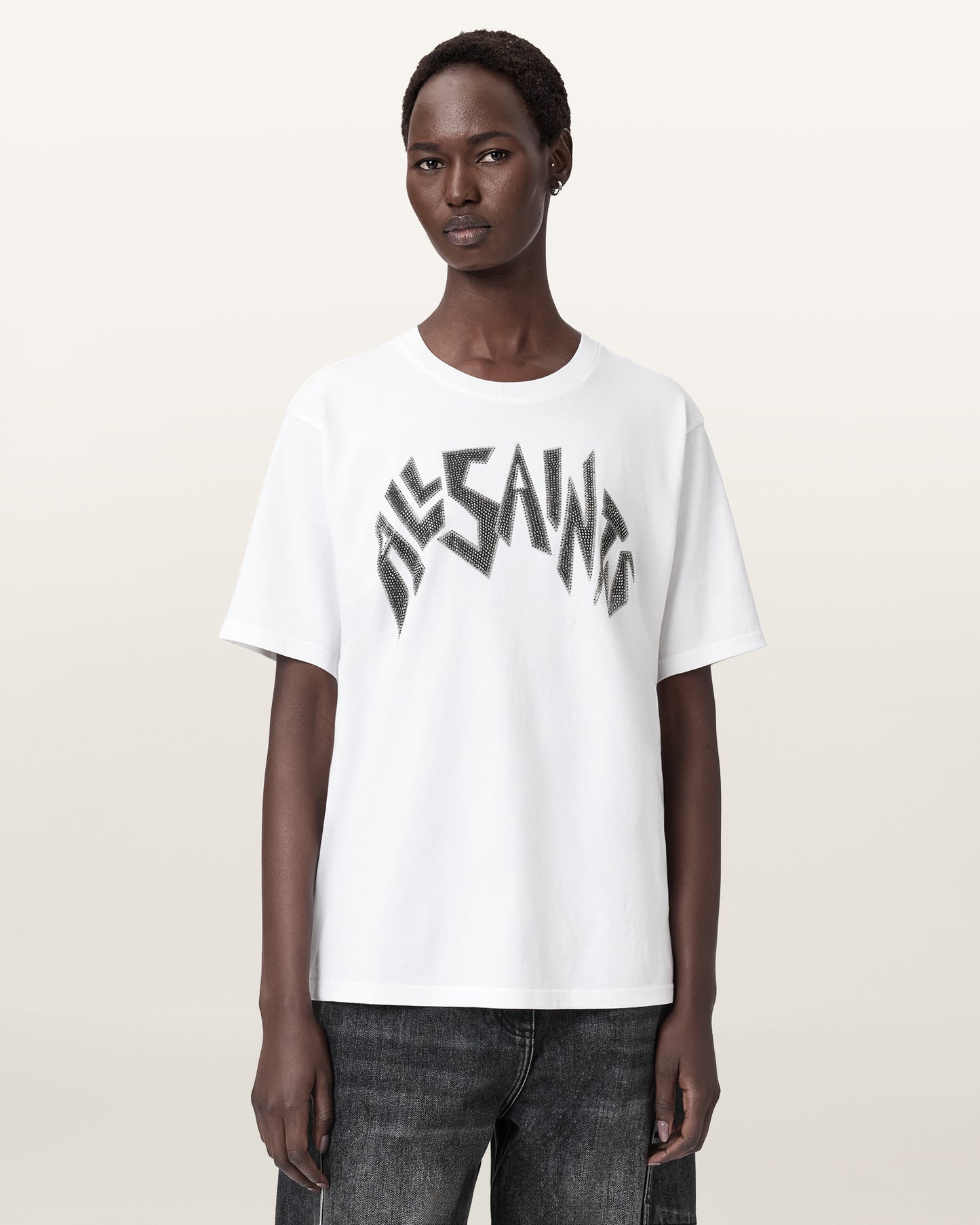 Optic White Color Zinc Boyfriend Tee from AllSaints