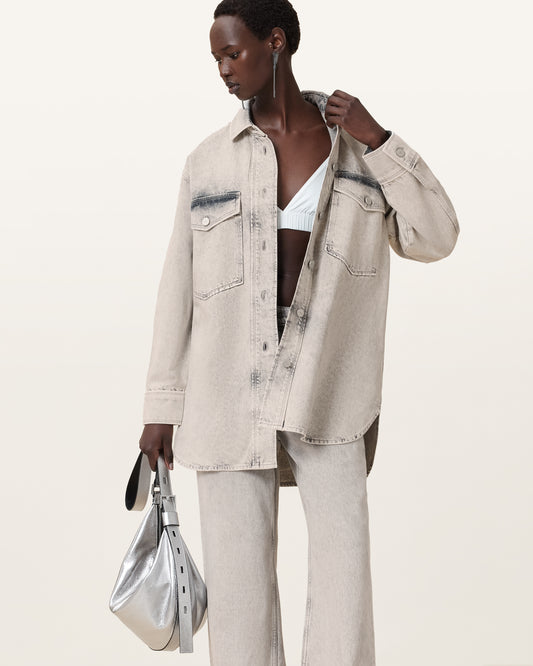 SNOW GREY Color Faye Sparkle Dress from AllSaints