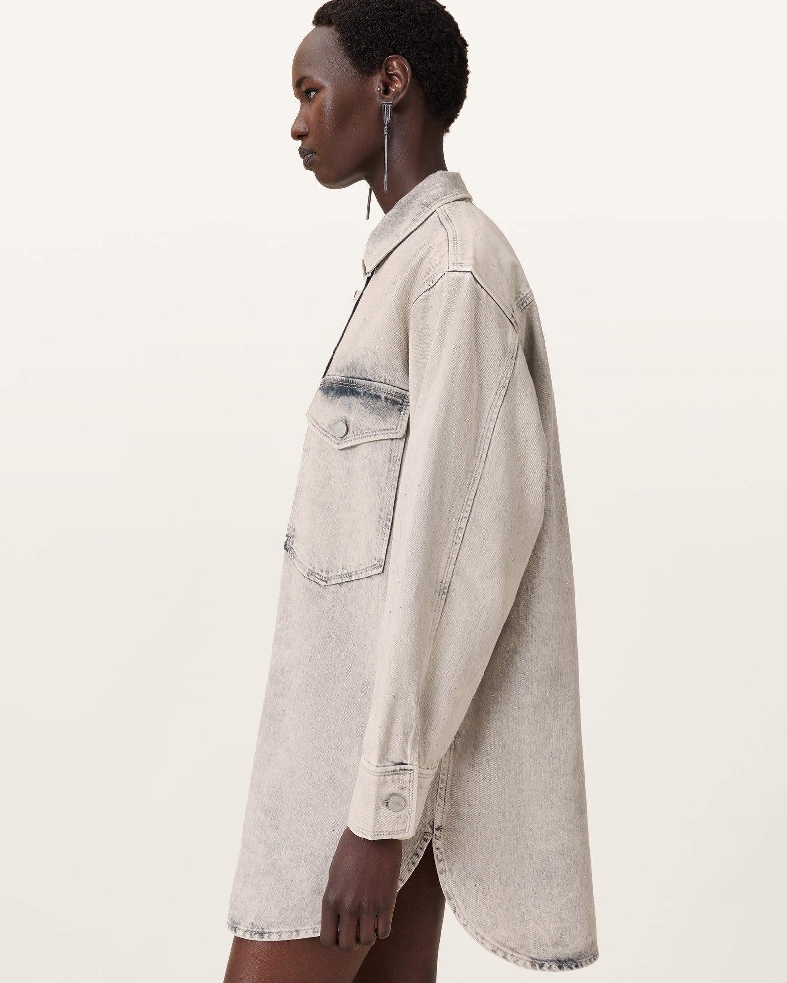 SNOW GREY Color Faye Sparkle Dress from AllSaints