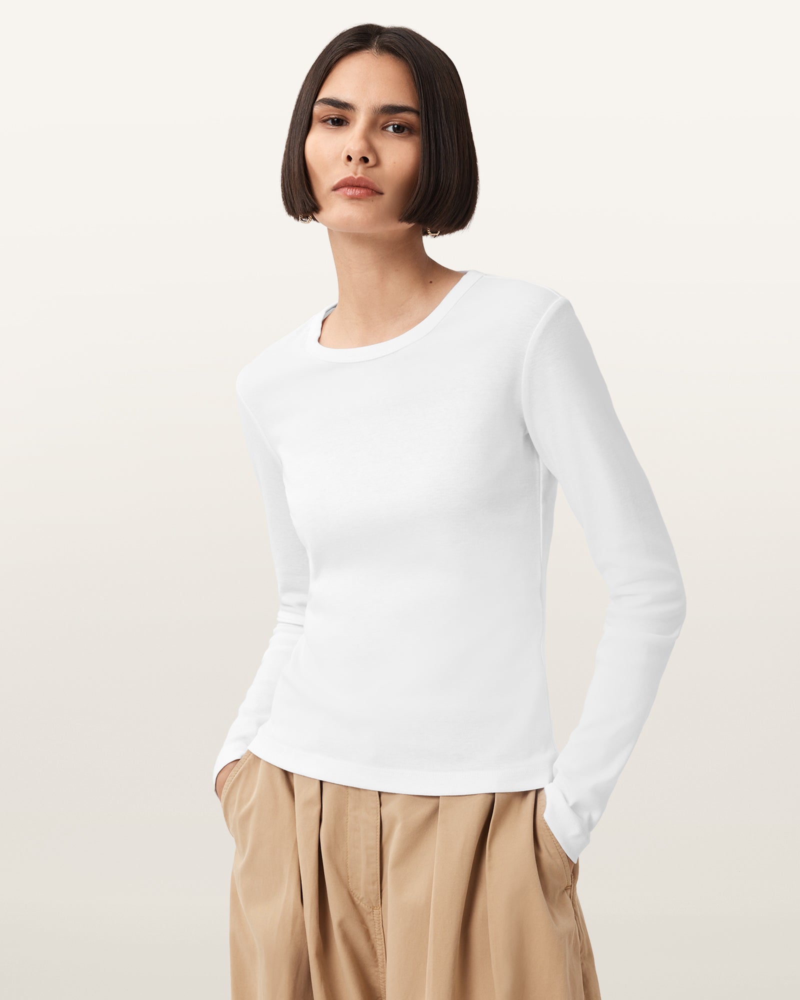 Optic White Color Stevie LS Tee from AllSaints