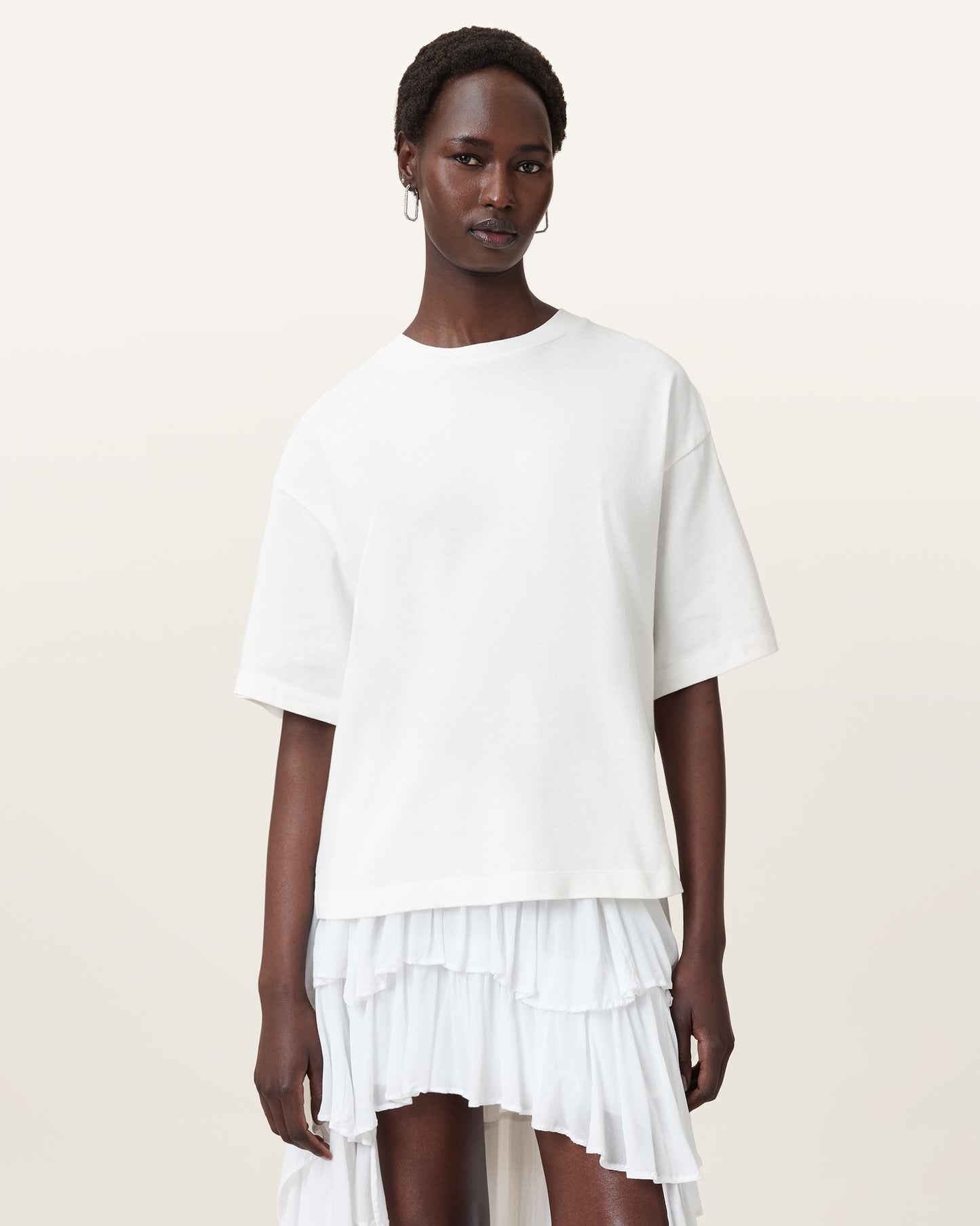 ECRU WHITE Color Amelie Crochet Tee from AllSaints