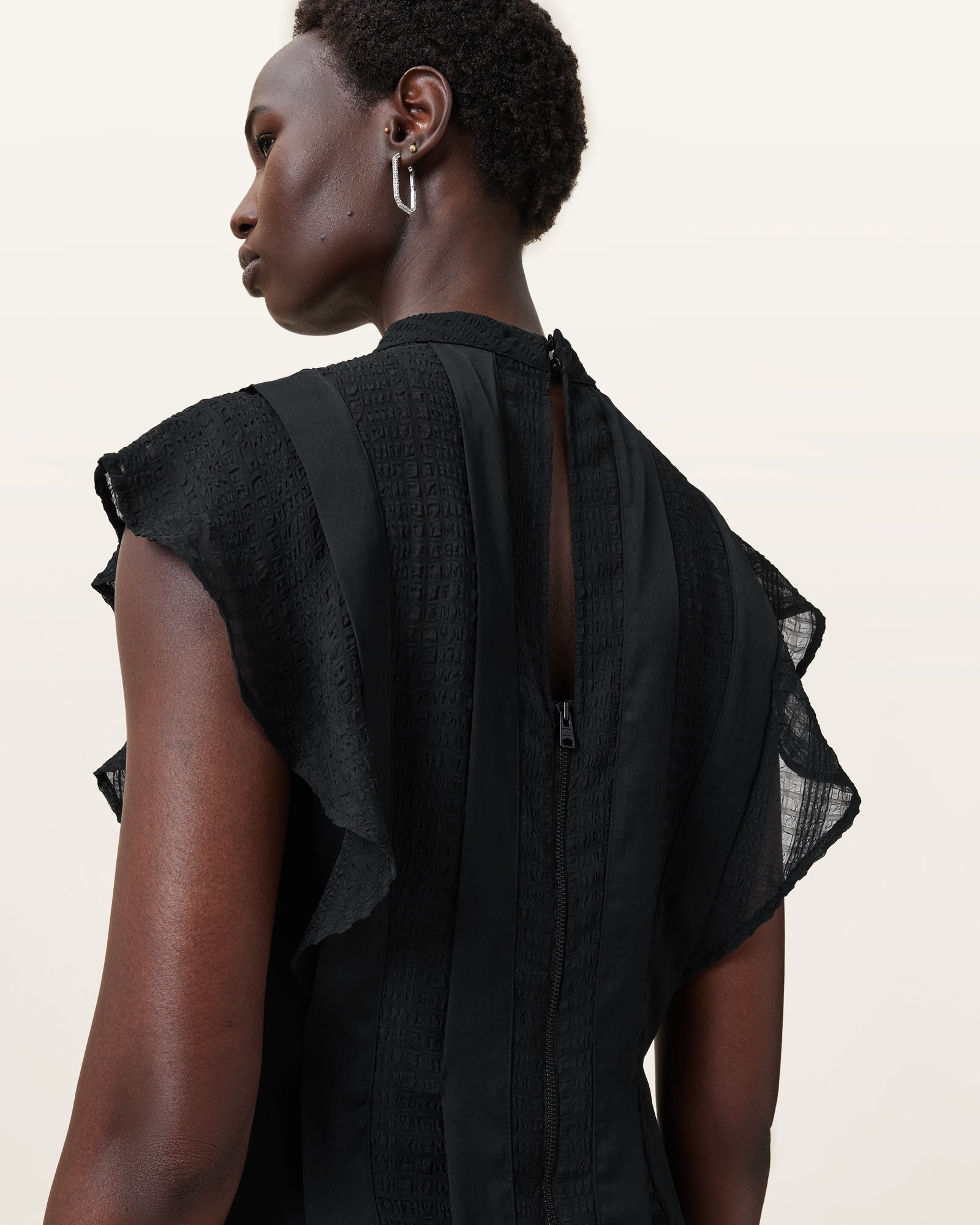 Black Color Fleur Texture Dress from AllSaints