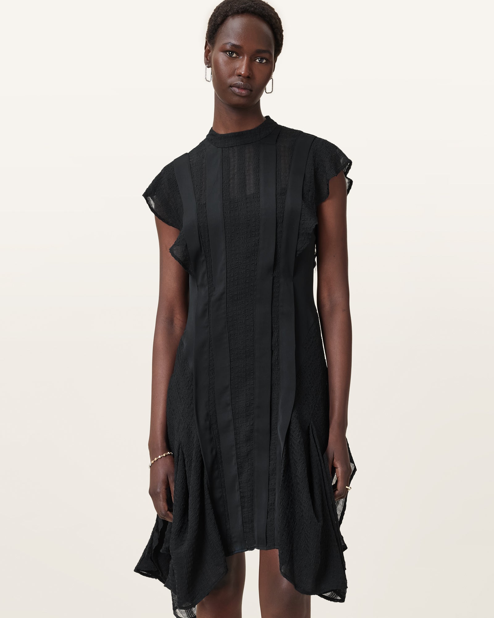 Black Color Fleur Texture Dress from AllSaints