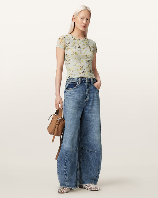 CARMEL STEM GREEN Color Ellie Mesh Tee from AllSaints