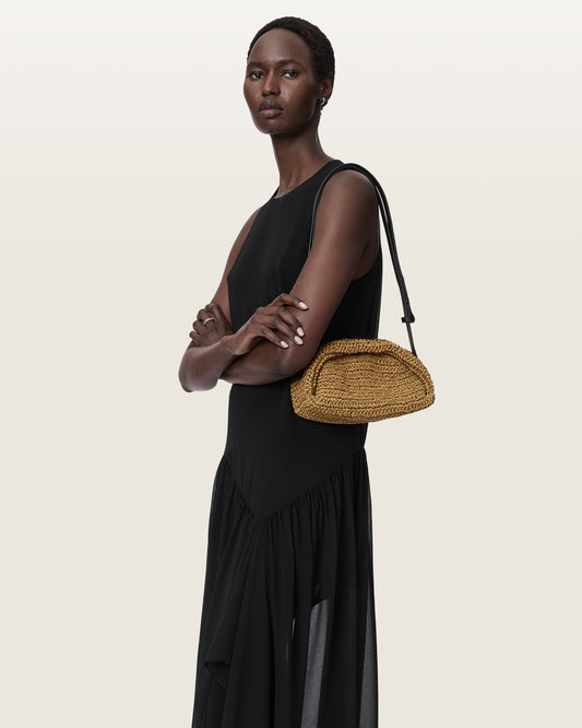 Rosalie Arc Raffia Crossbody Bag