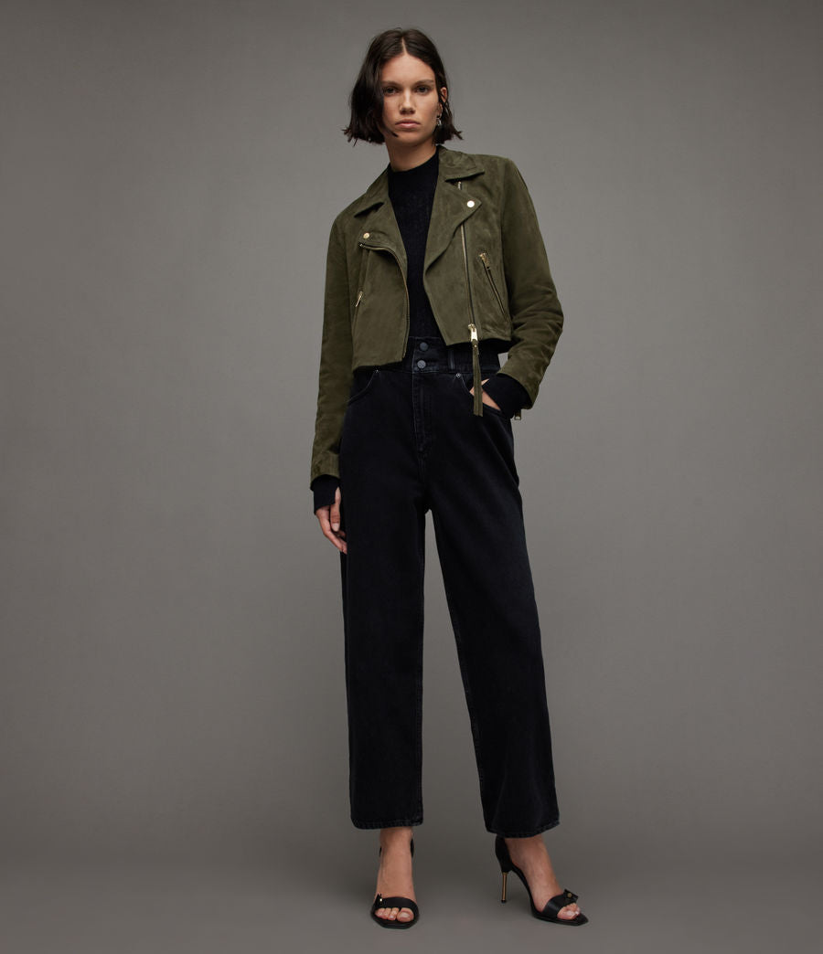 Suede Dalby Crop Biker - AllSaints Hong Kong