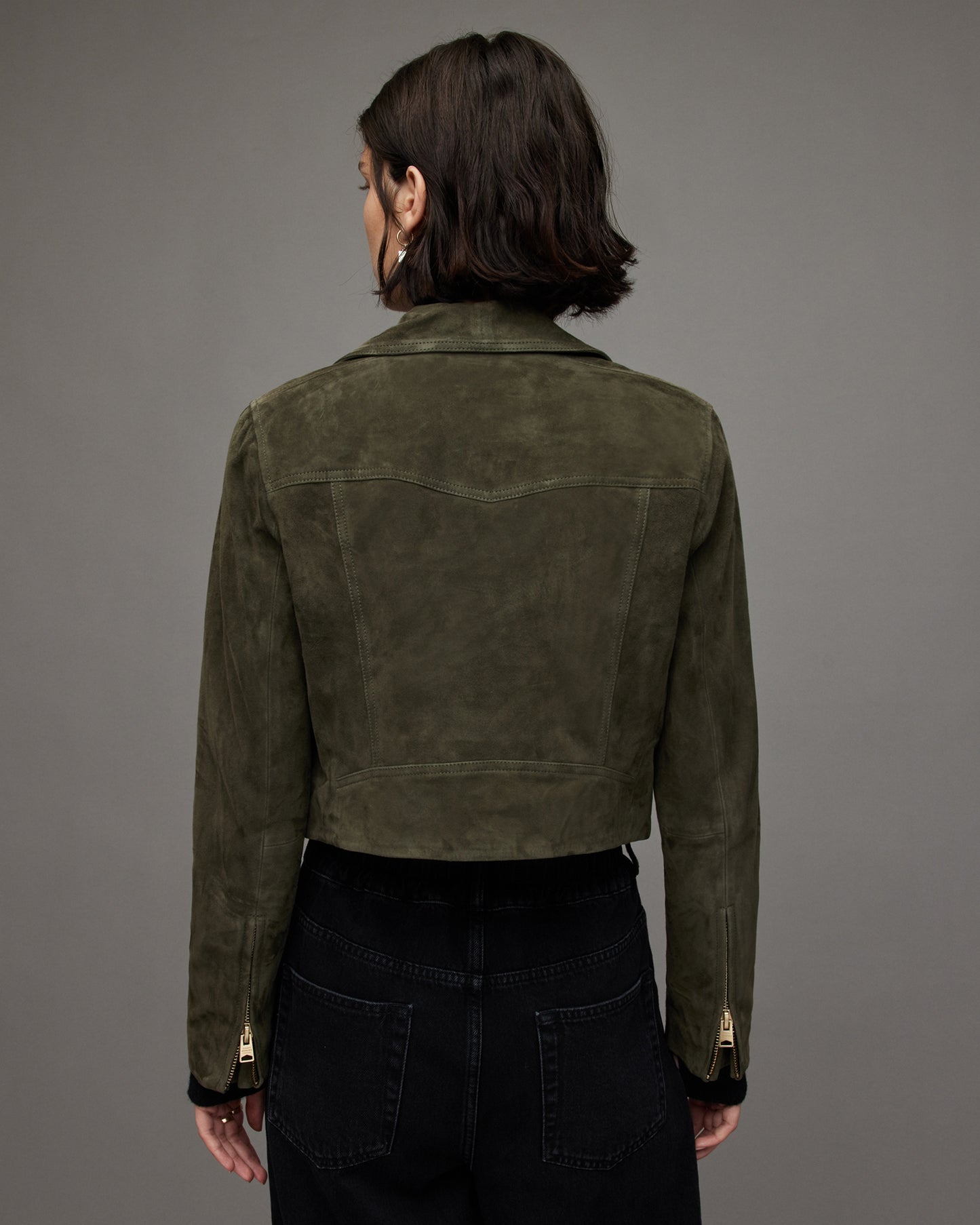 Suede Dalby Crop Biker Leather Jacket