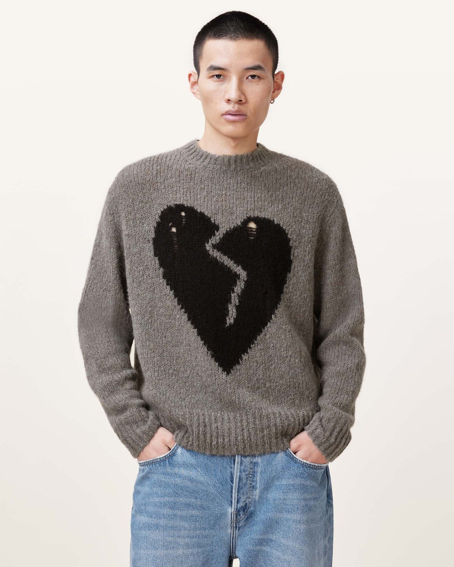 Gunmetal Grey Color Luvheart Crew from AllSaints