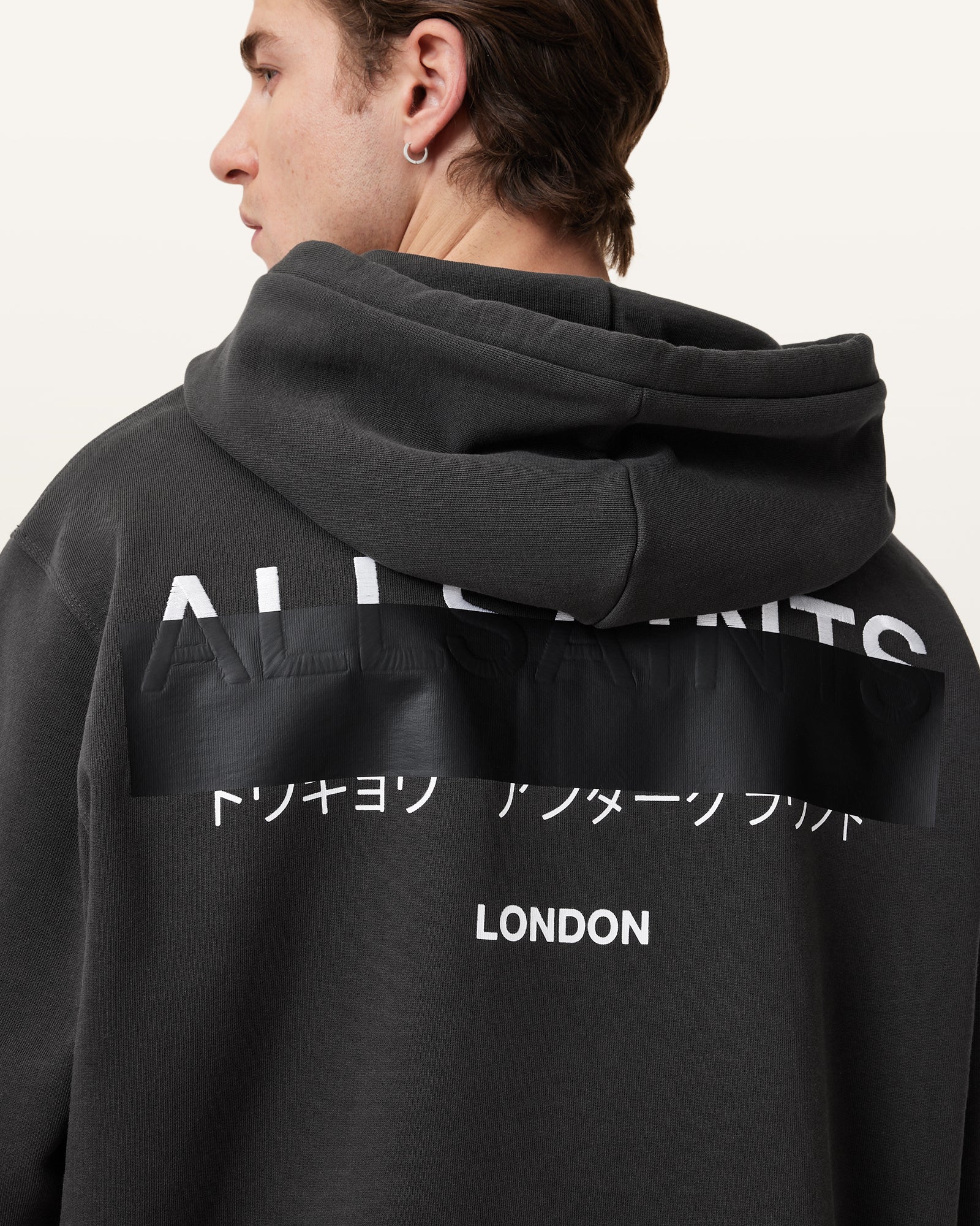 Washed Black Color Redact OTH Hoodie from AllSaints