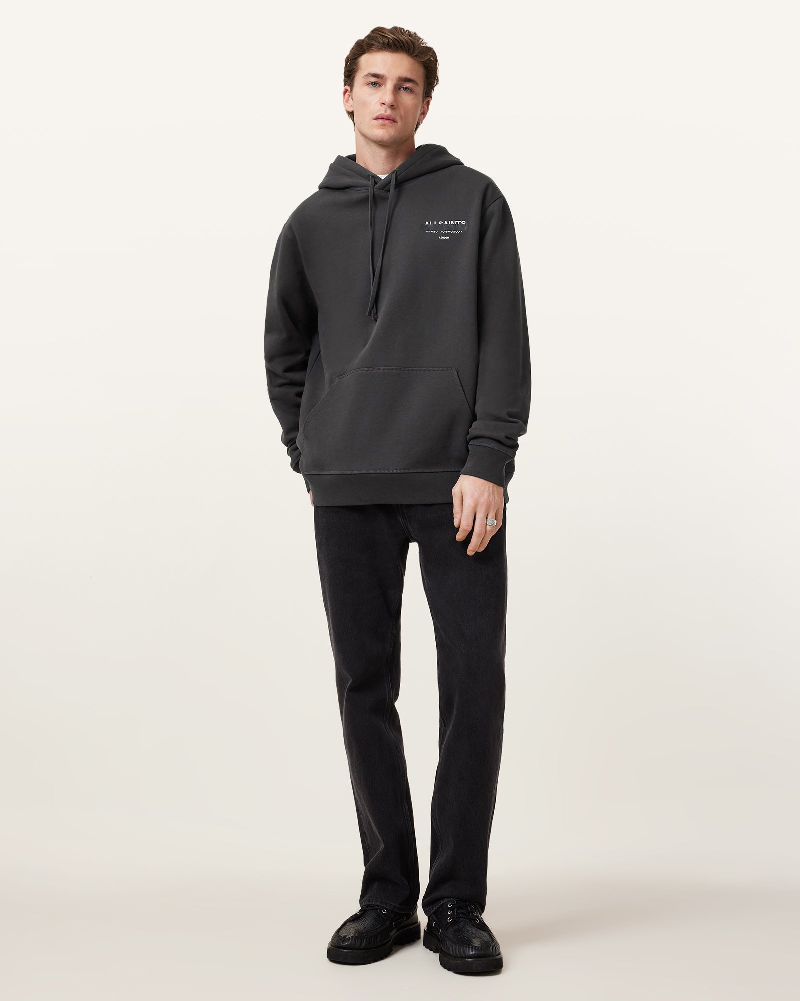 Washed Black Color Redact OTH Hoodie from AllSaints