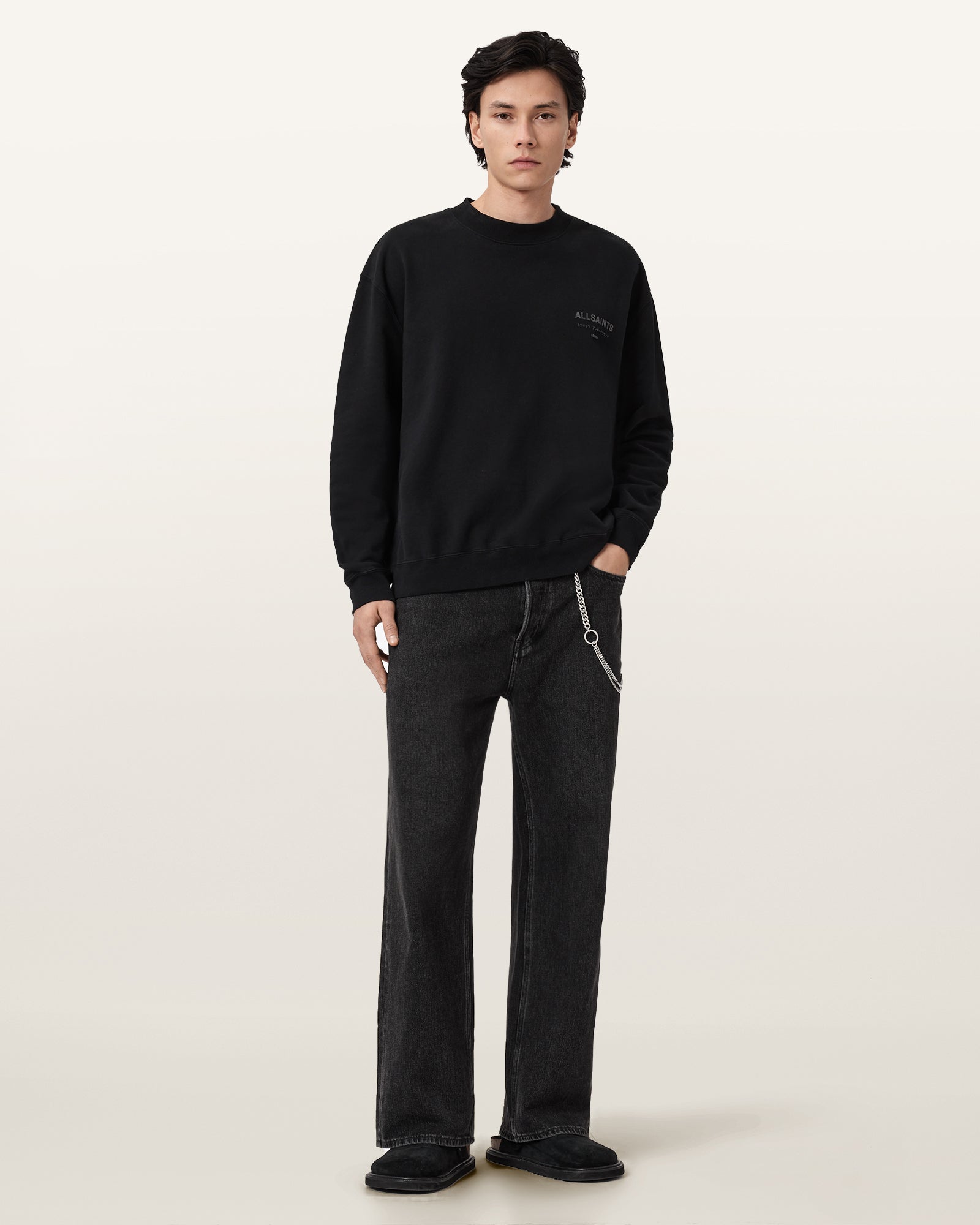 Jet Black Color Xander Crew from AllSaints
