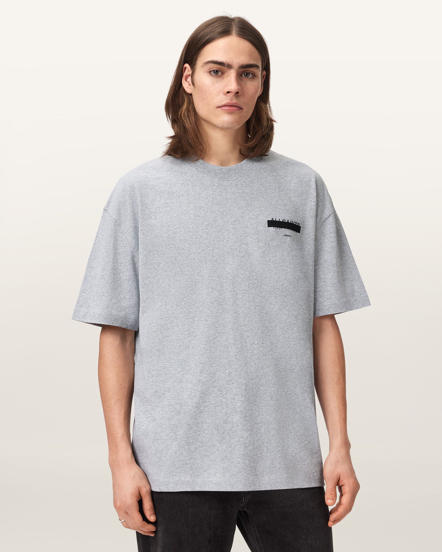 Grey Marl Color Redact SS Crew Tee from AllSaints