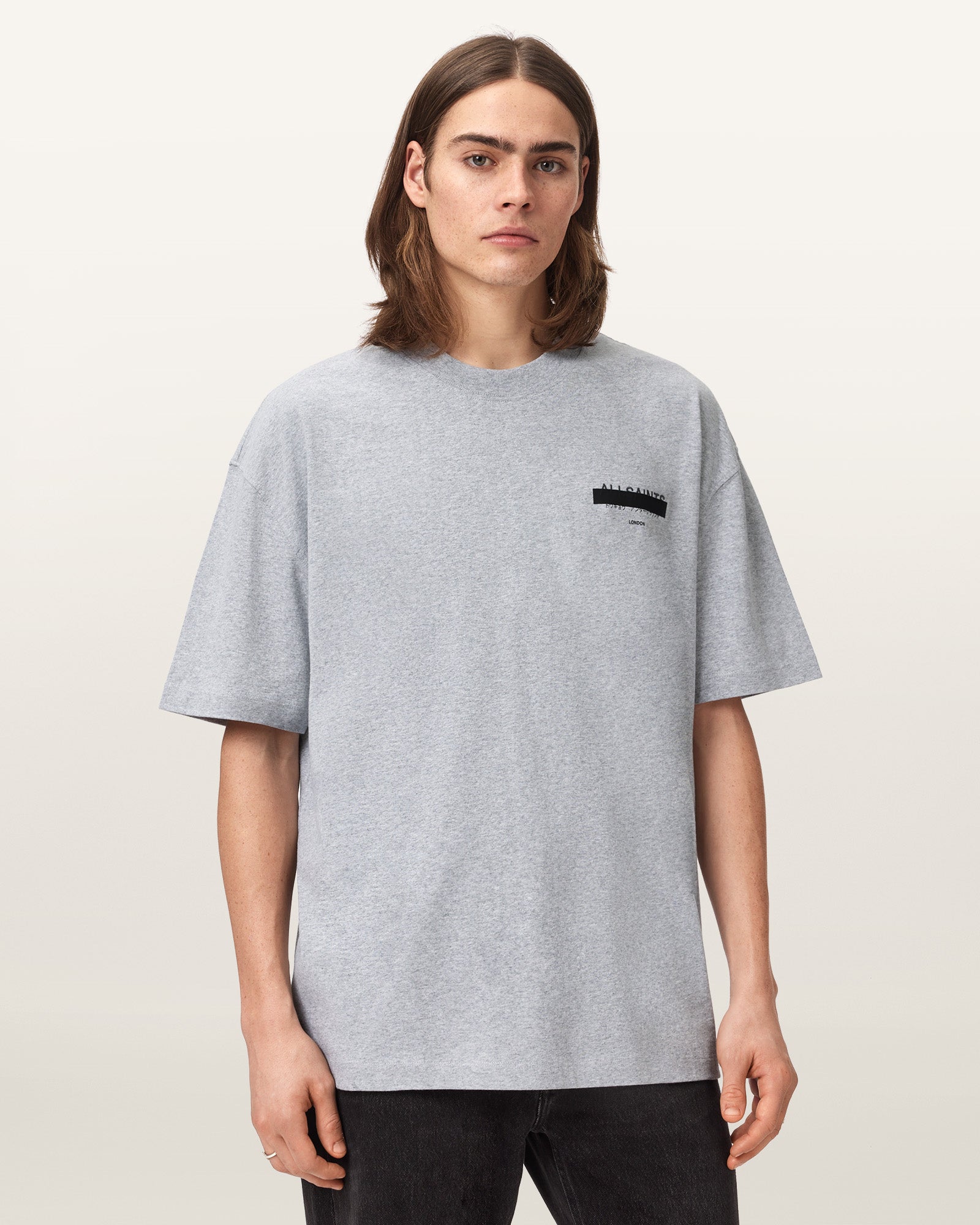 Grey Marl Color Redact SS Crew Tee from AllSaints