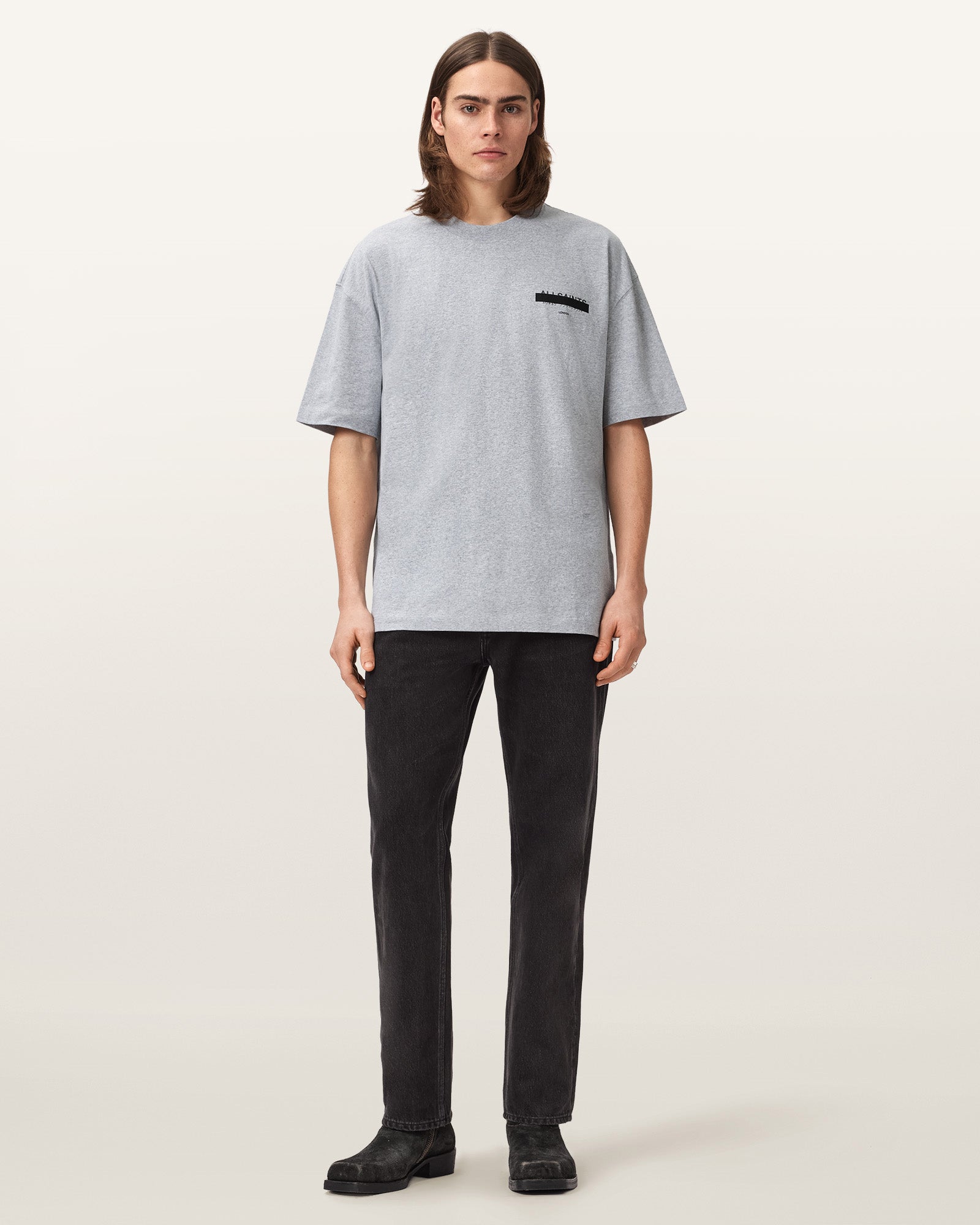 Grey Marl Color Redact SS Crew Tee from AllSaints