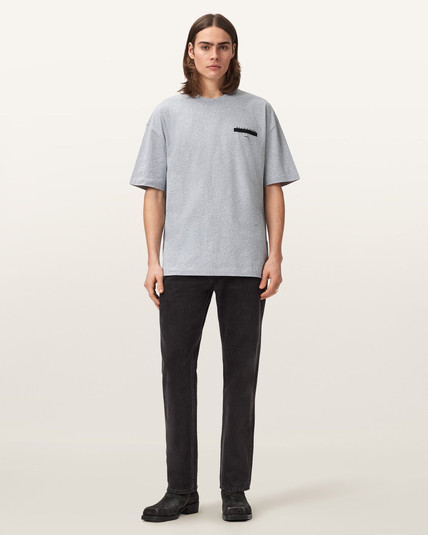 Grey Marl Color Redact SS Crew Tee from AllSaints