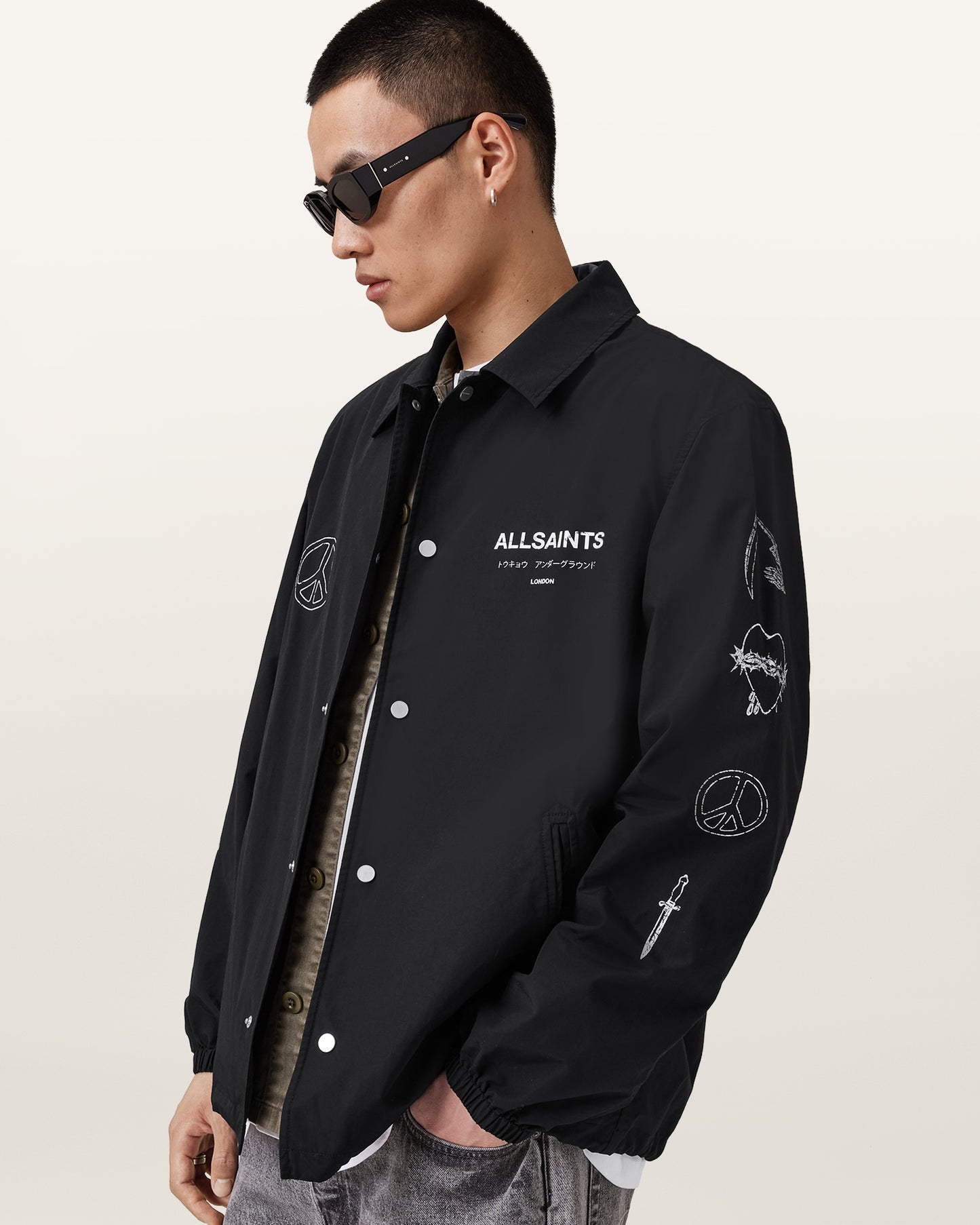 Black Color Orbital Coach Jacket from AllSaints