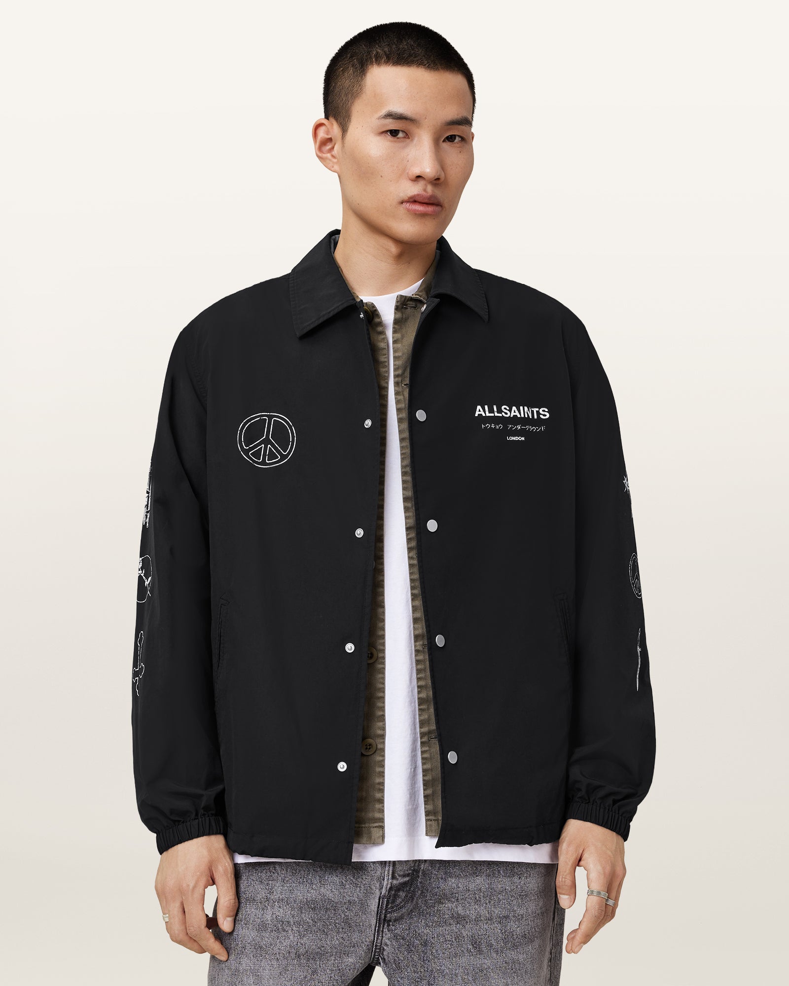 Black Color Orbital Coach Jacket from AllSaints