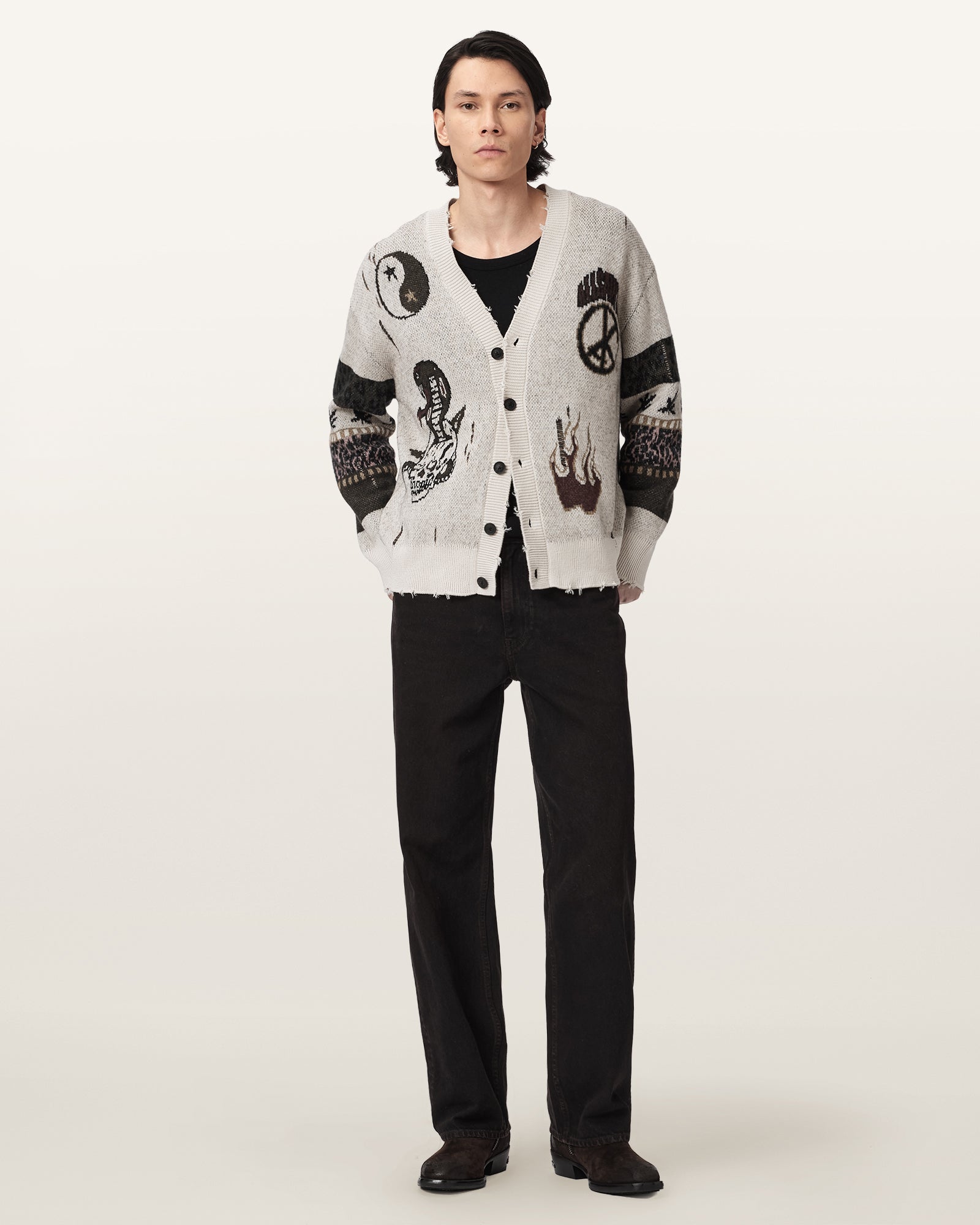 ECRU WHITE Color Bram Cardigan from AllSaints