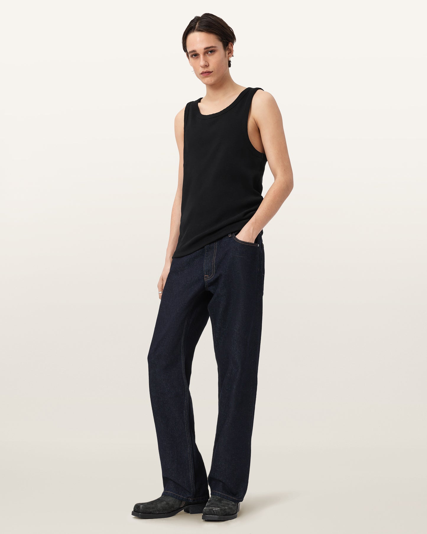 Jet Black Color Axel Vest from AllSaints