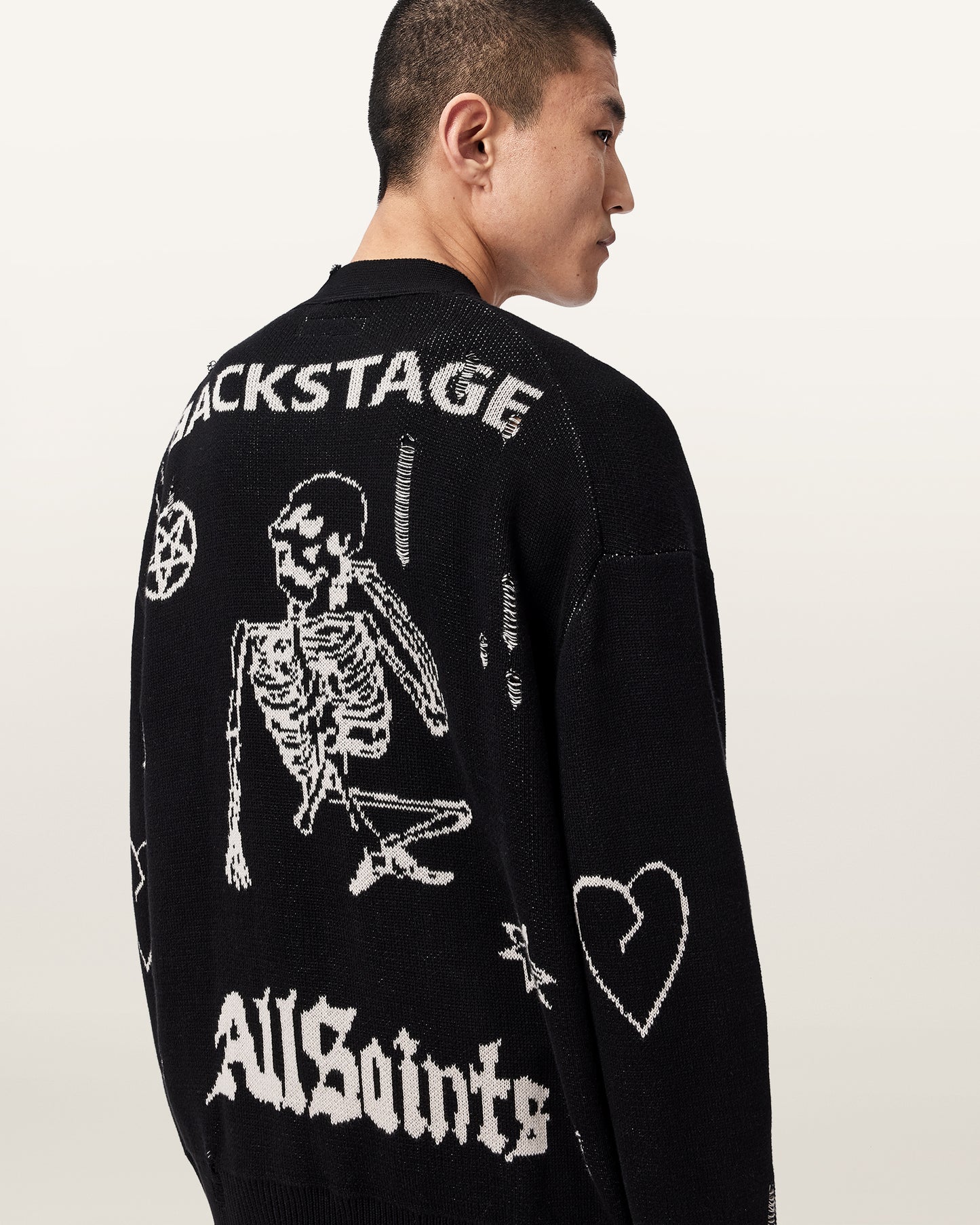 BLACK/ECRU WHITE Color Staged Cardigan from AllSaints