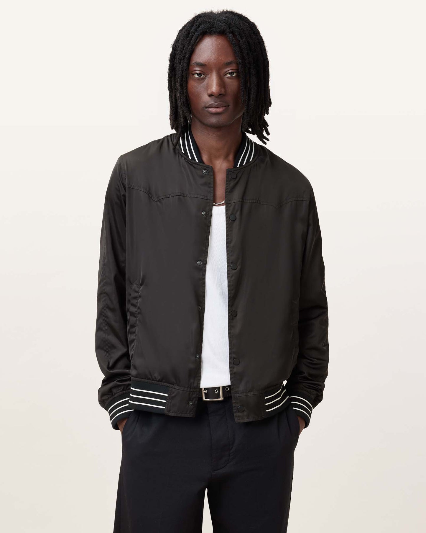 BLACK/OAK BROWN Color Soundview Bomber from AllSaints