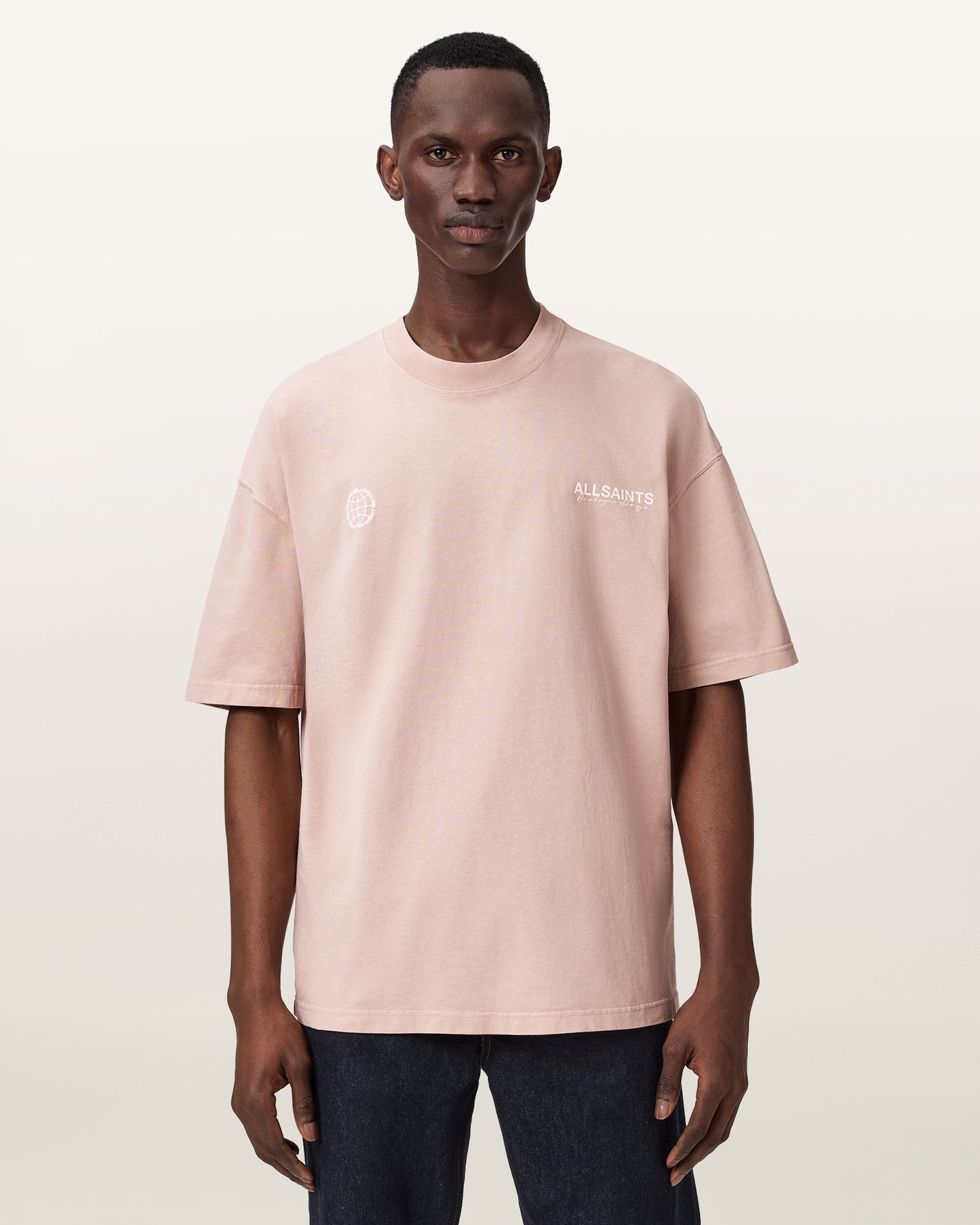 SUNBAKED PINK Color Emblem SS Crew from AllSaints