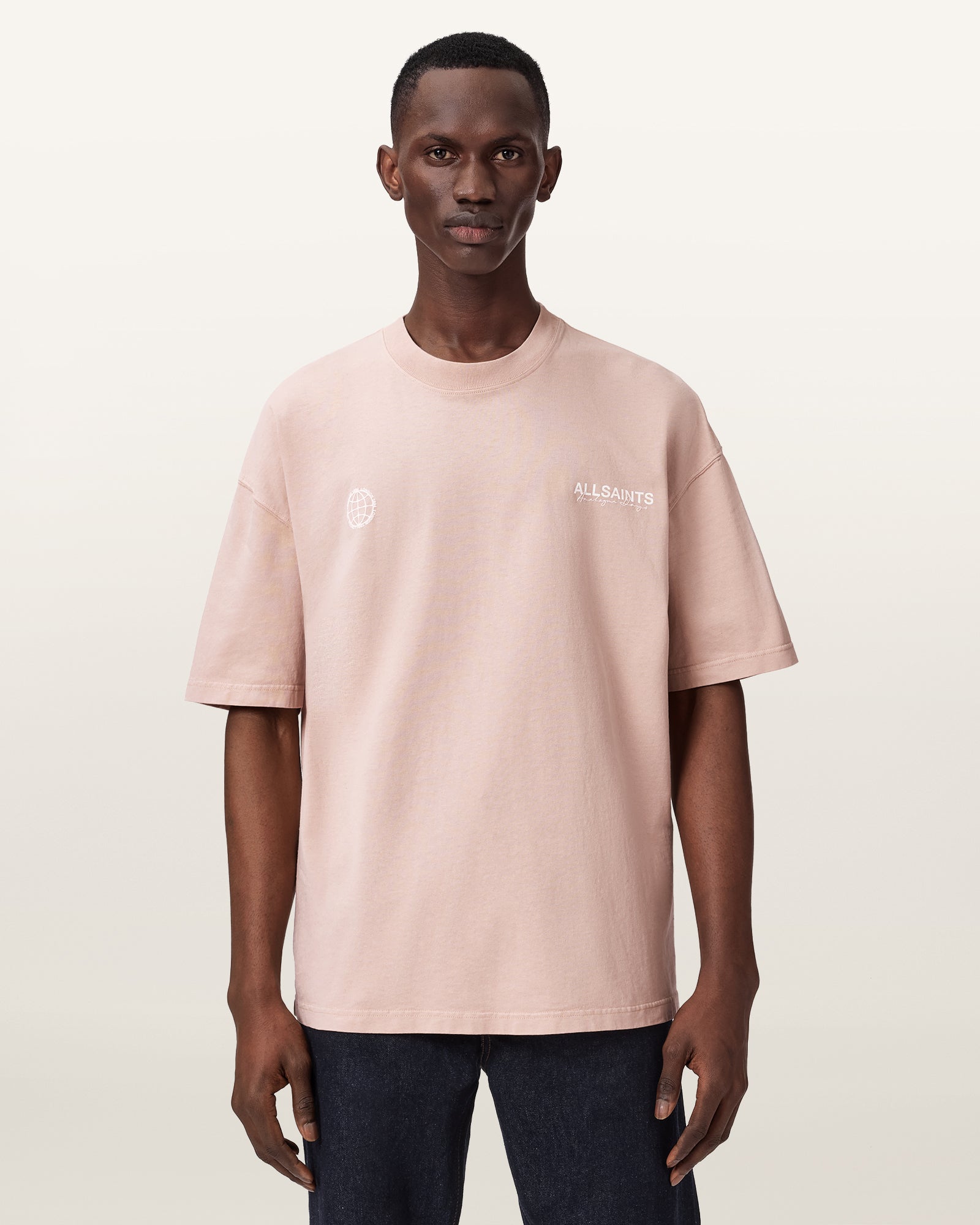 SUNBAKED PINK Color Emblem SS Crew from AllSaints