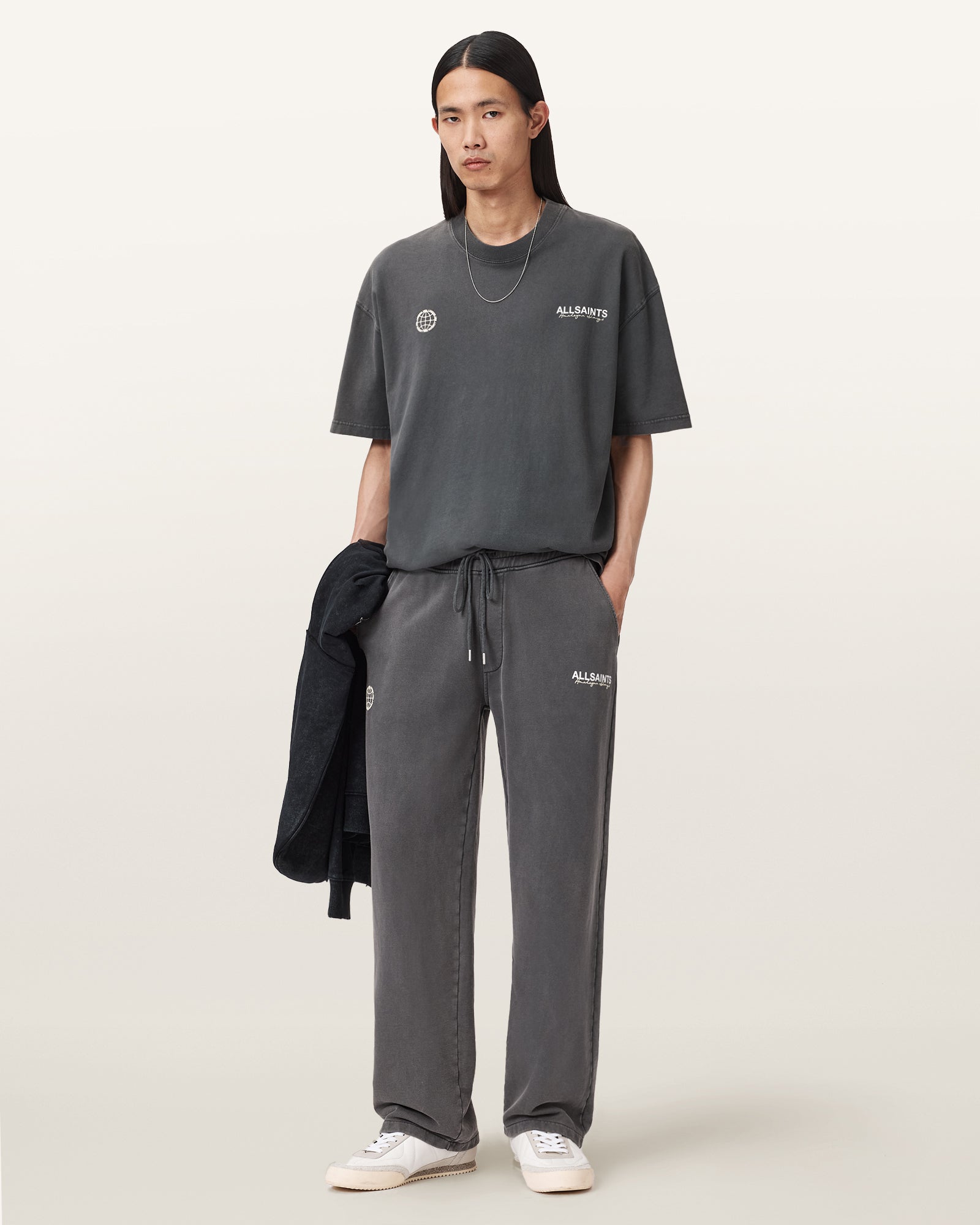 Washed Black Color Emblem SS Crew Tee from AllSaints