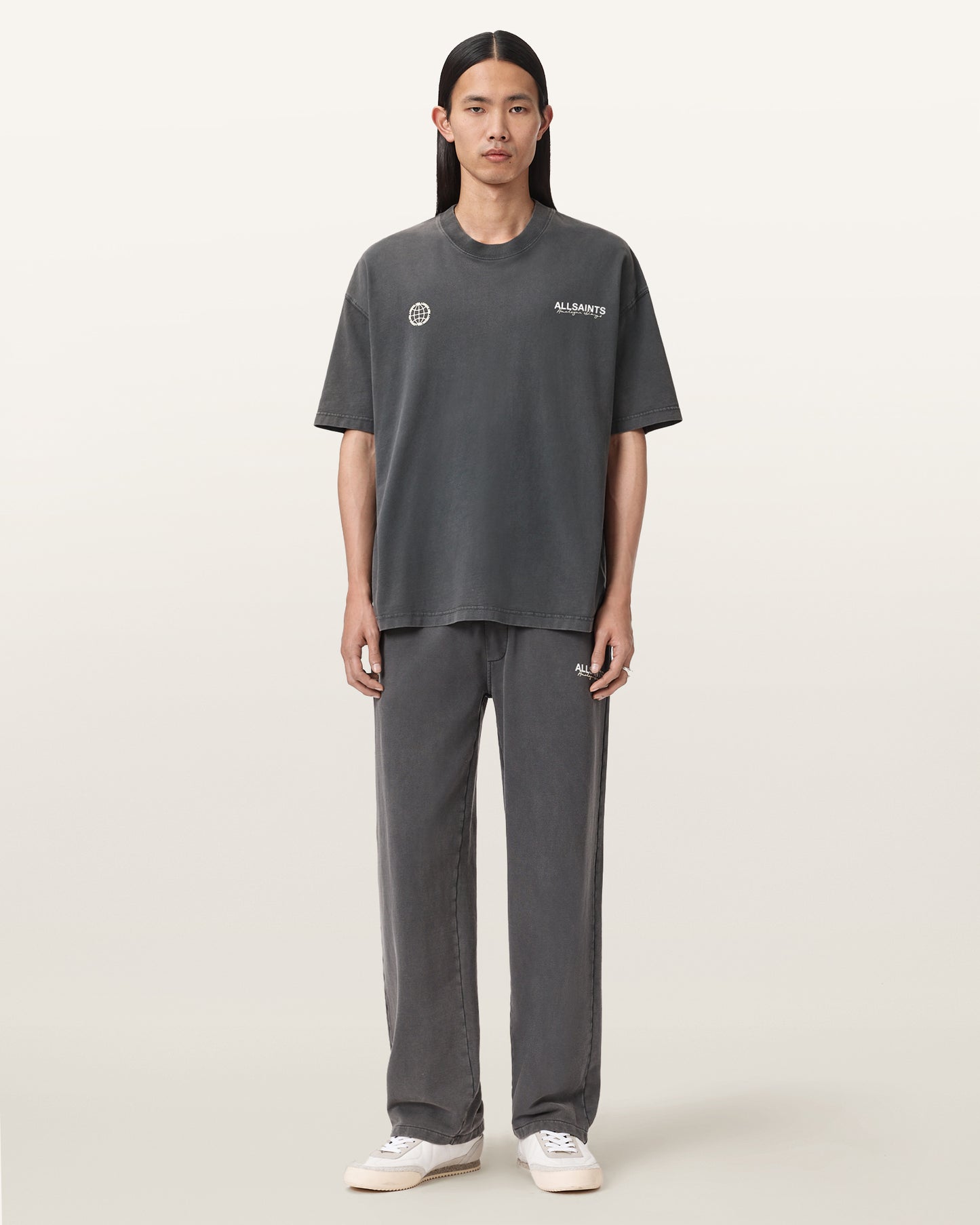 Washed Black Color Emblem SS Crew Tee from AllSaints