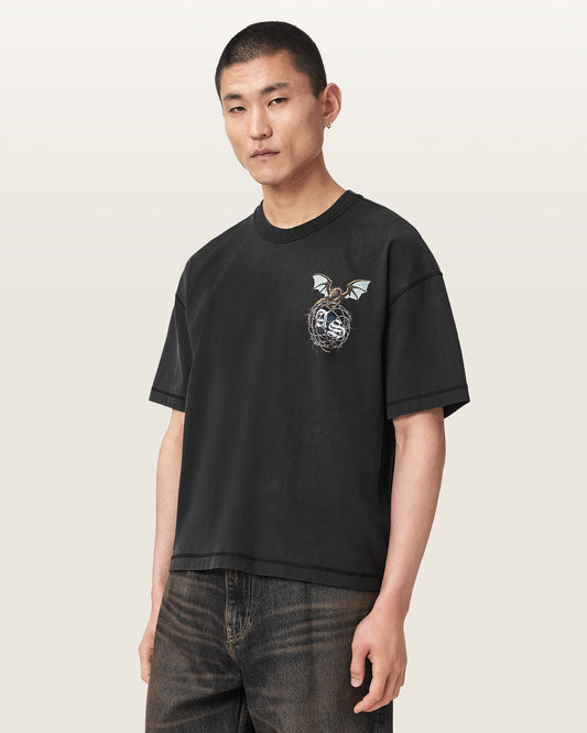 Washed Black Color Wyvern SS Crew Tee from AllSaints