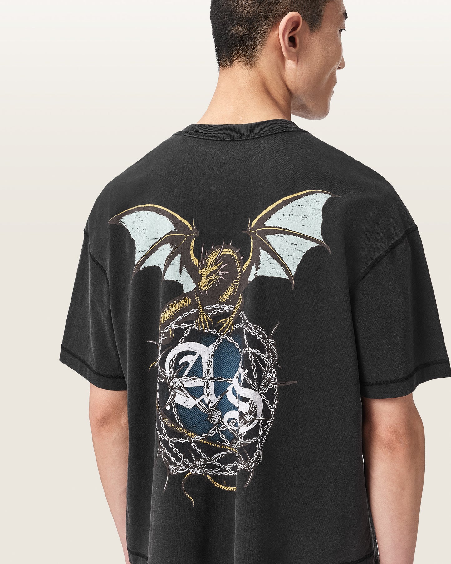 Washed Black Color Wyvern SS Crew Tee from AllSaints