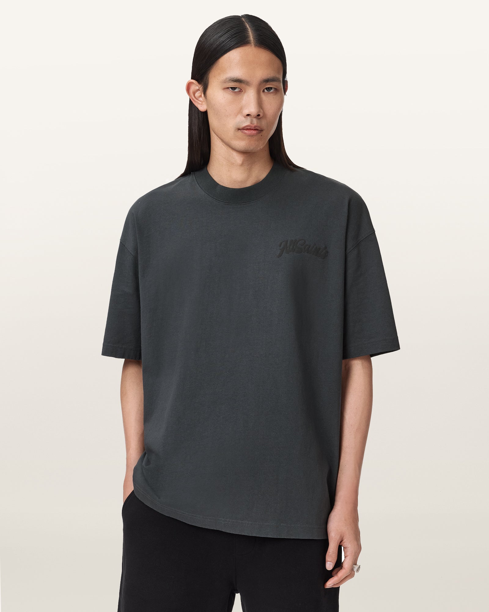 Washed Black Color Odyssey SS Crew Tee from AllSaints