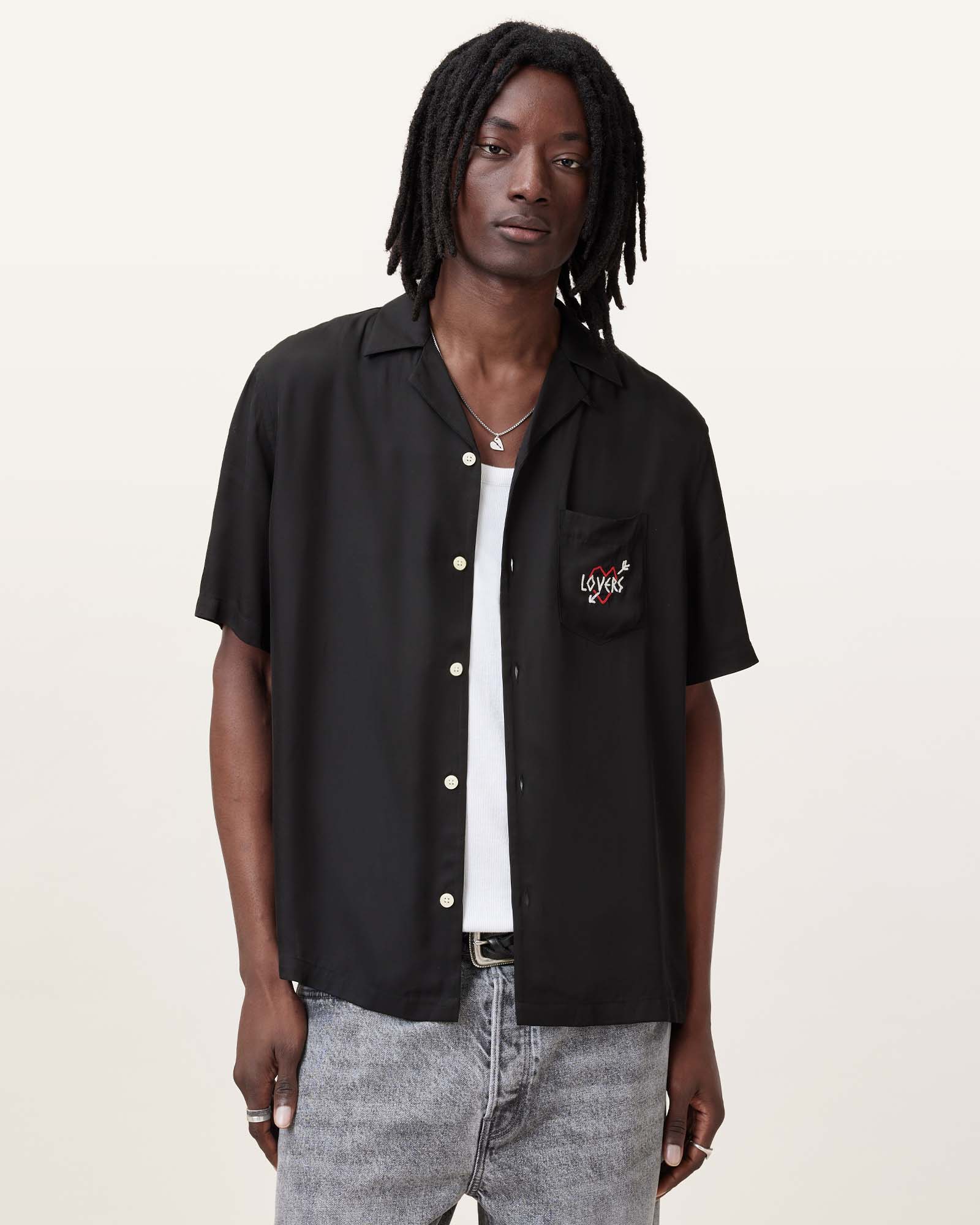 Jet Black Color Lovers SS Shirt from AllSaints