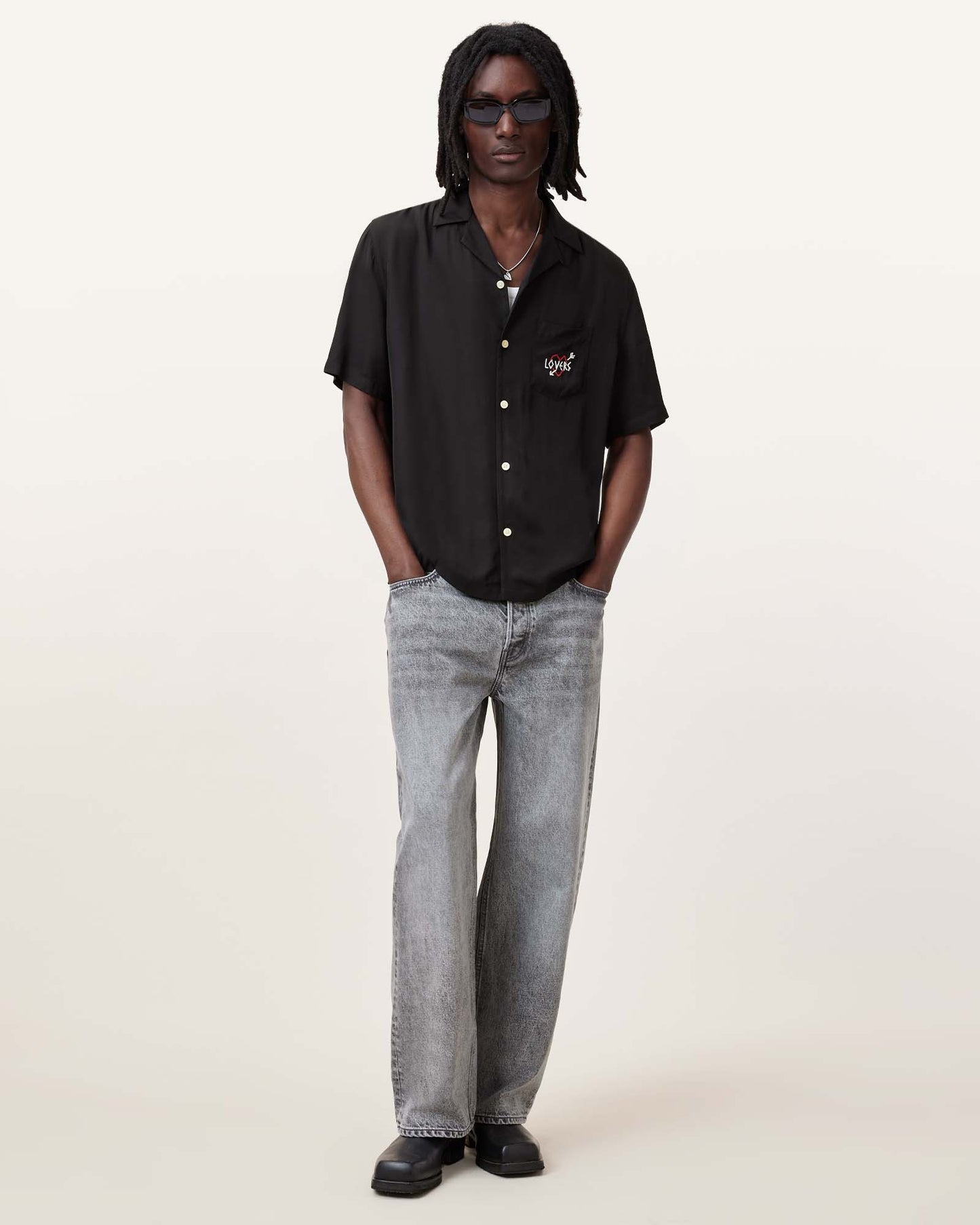 Jet Black Color Lovers SS Shirt from AllSaints