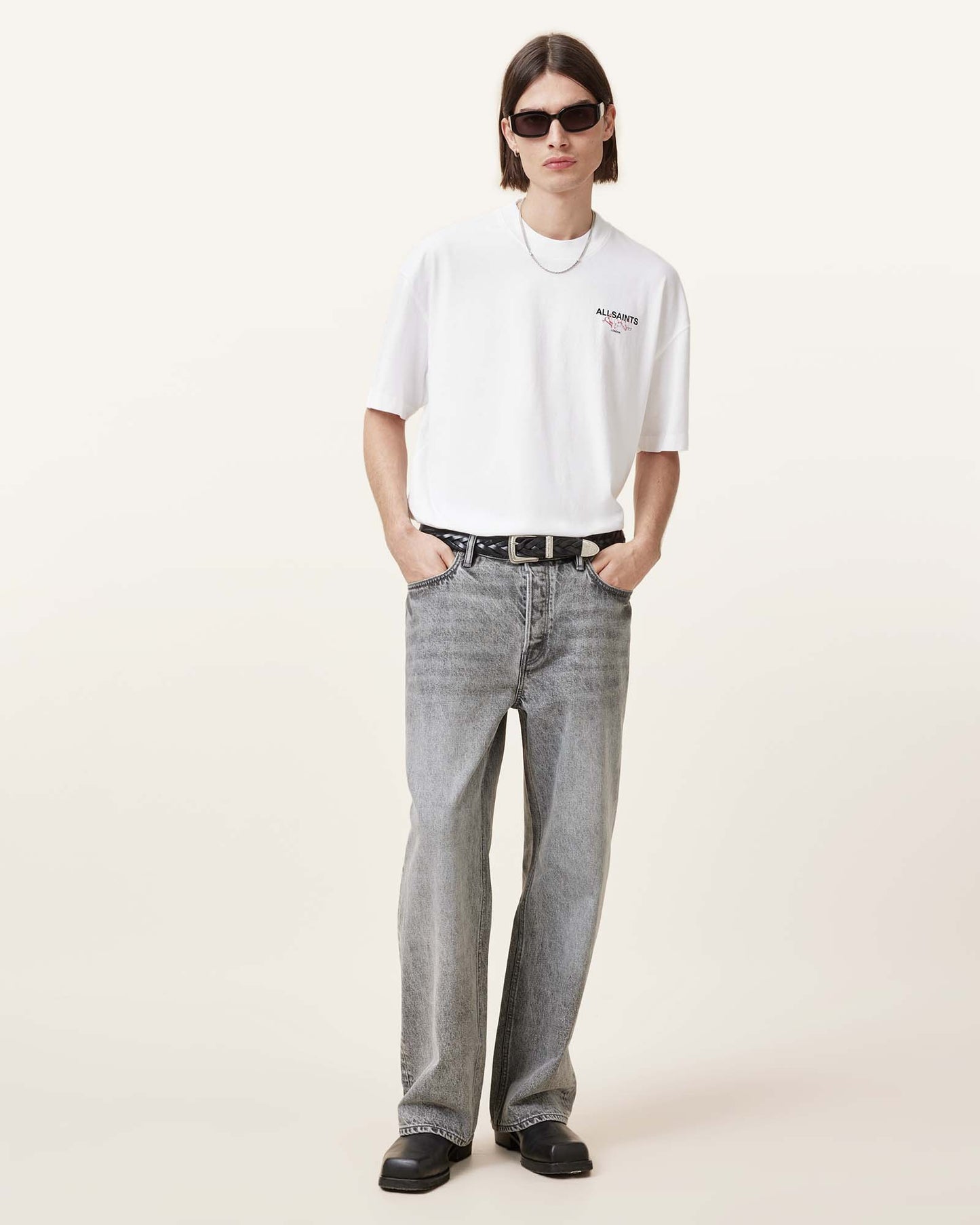 ASHEN WHITE Color Amore SS Crew from AllSaints