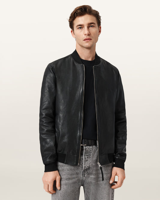 Black Color Morten Bomber Leather Jacket from AllSaints