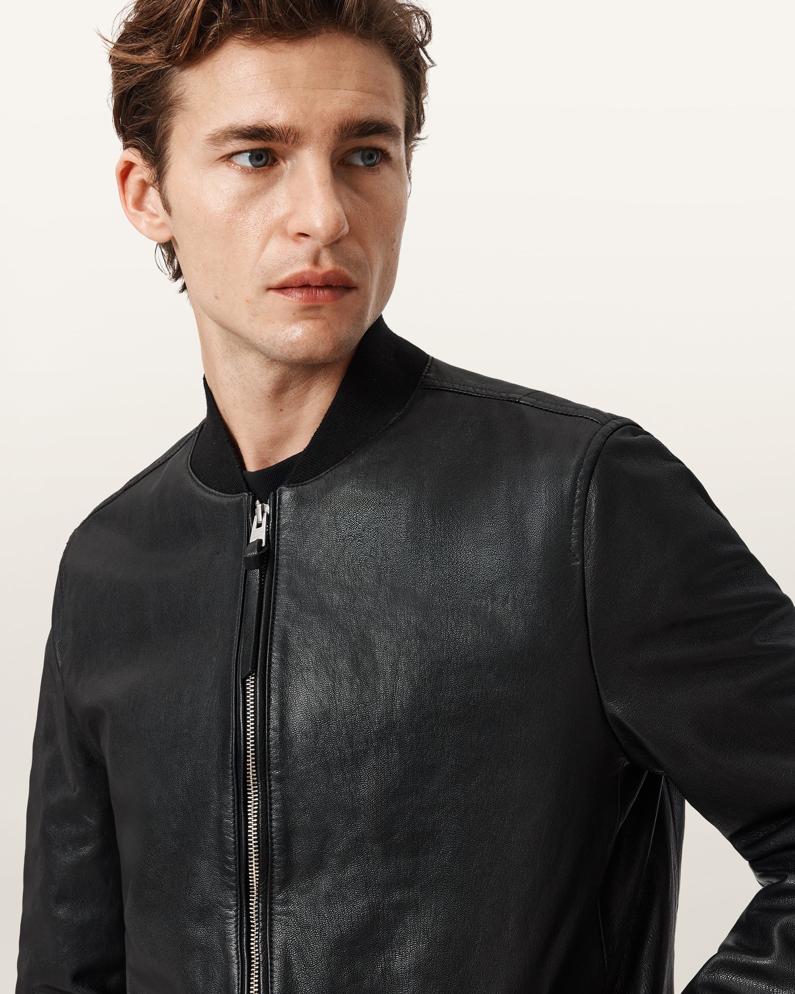 Black Color Morten Bomber Leather Jacket from AllSaints