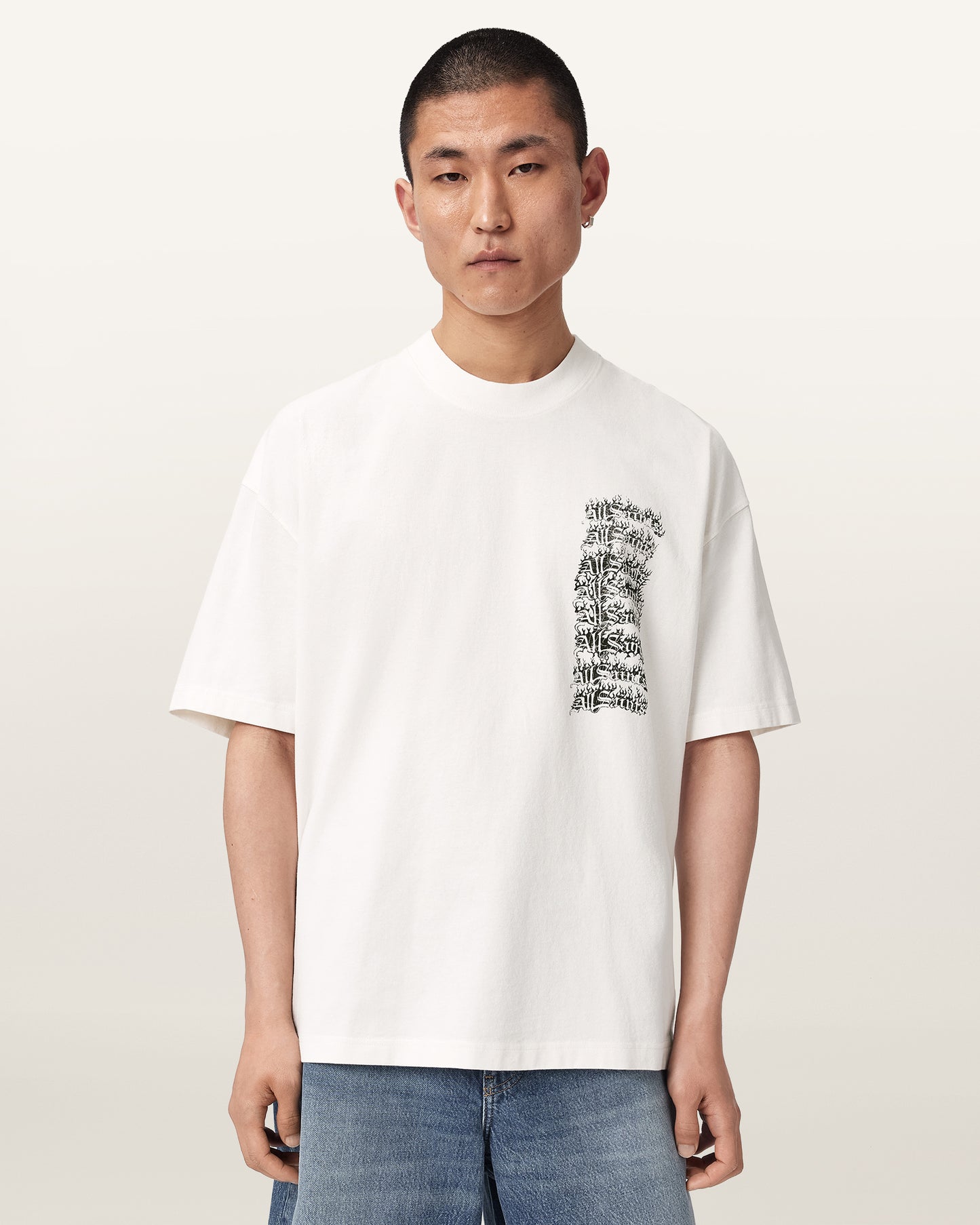 Chalk White Color Repeat SS Crew Tee from AllSaints