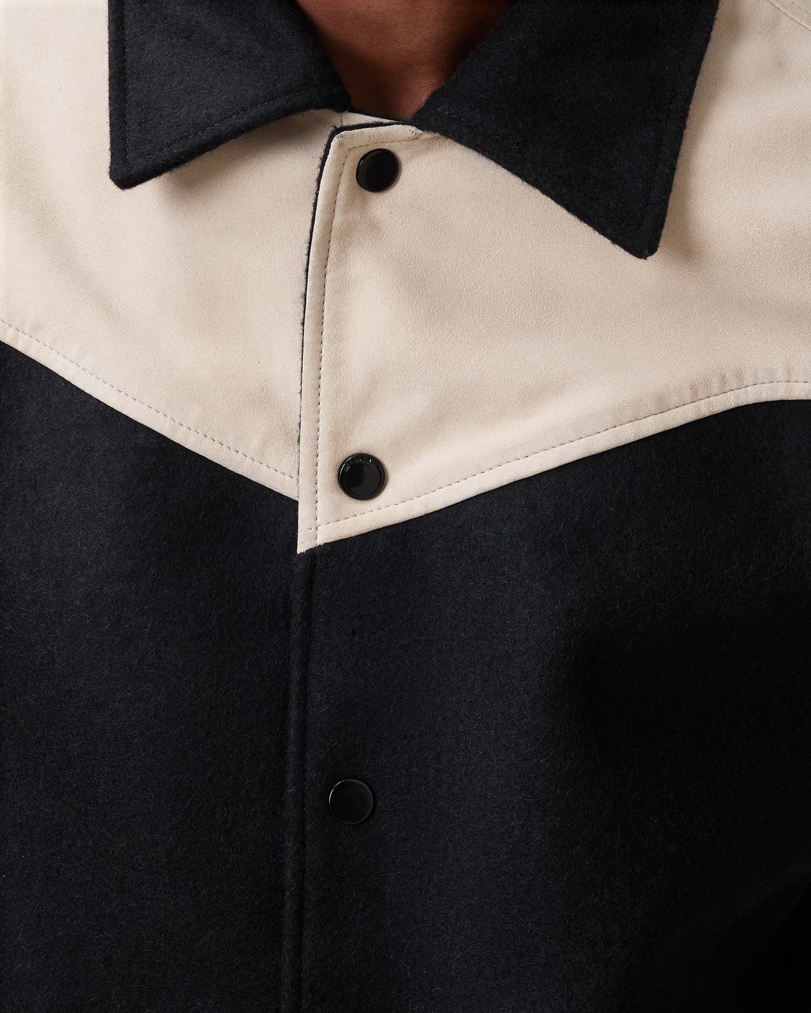 BLACK/ECRU WHITE Color Endleton Bomber Leather Jacket from AllSaints