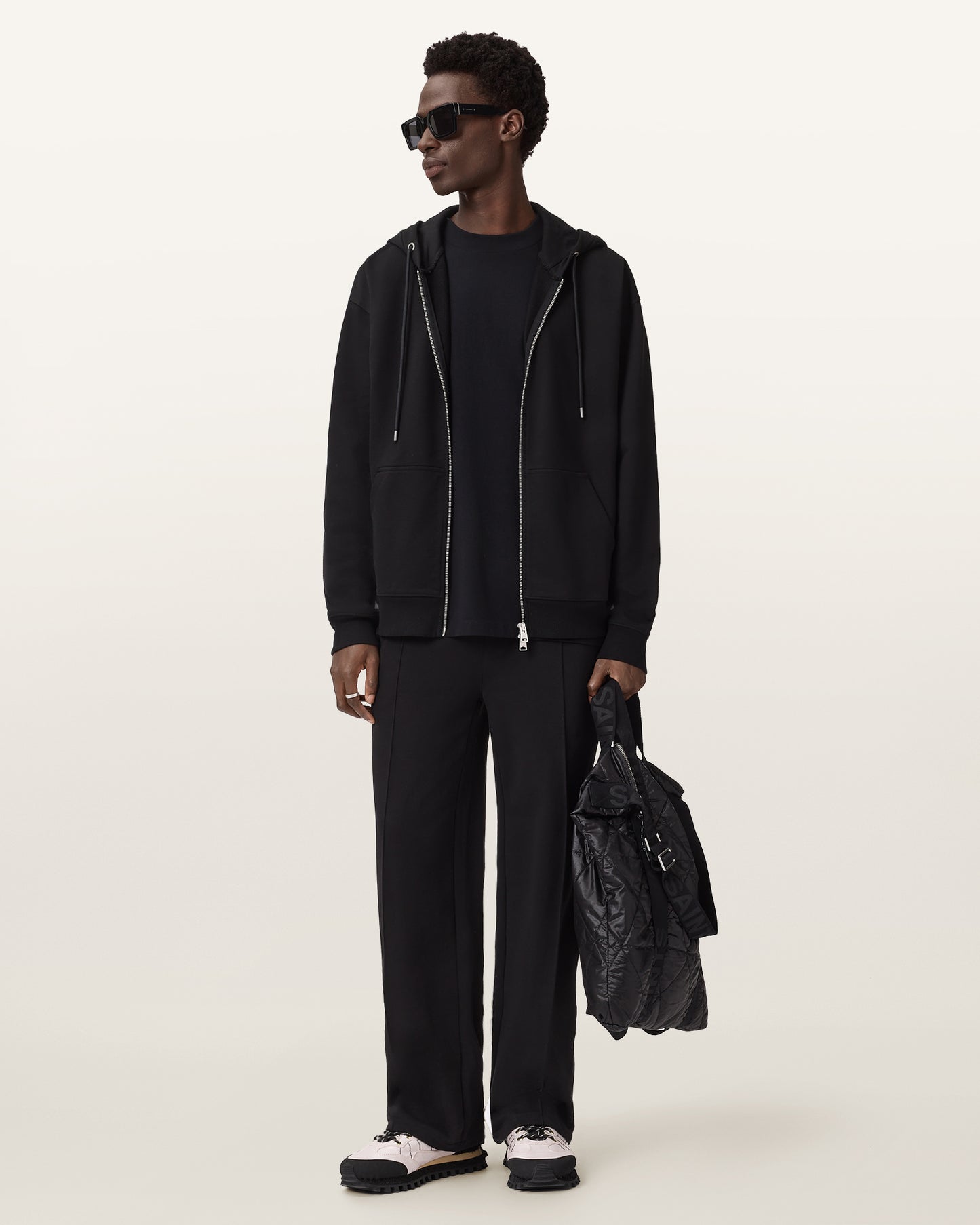 Jet Black Color Milo Zip Oth Hoody from AllSaints