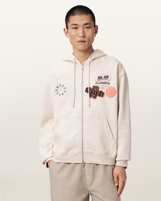 DUSK WHITE Color Patcher Zip Through from AllSaints