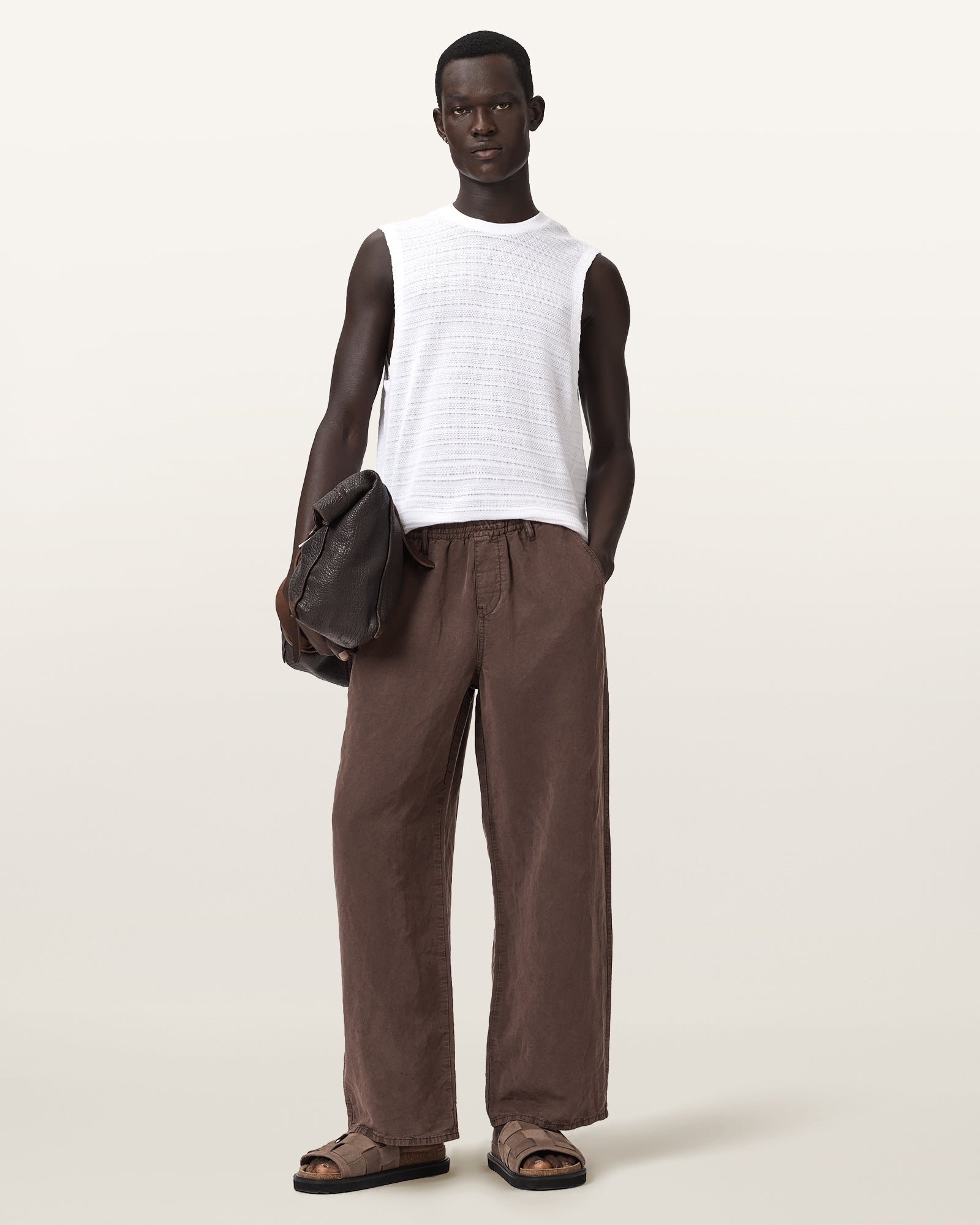 ASHEN WHITE Color Cove SL Crew Tee from AllSaints